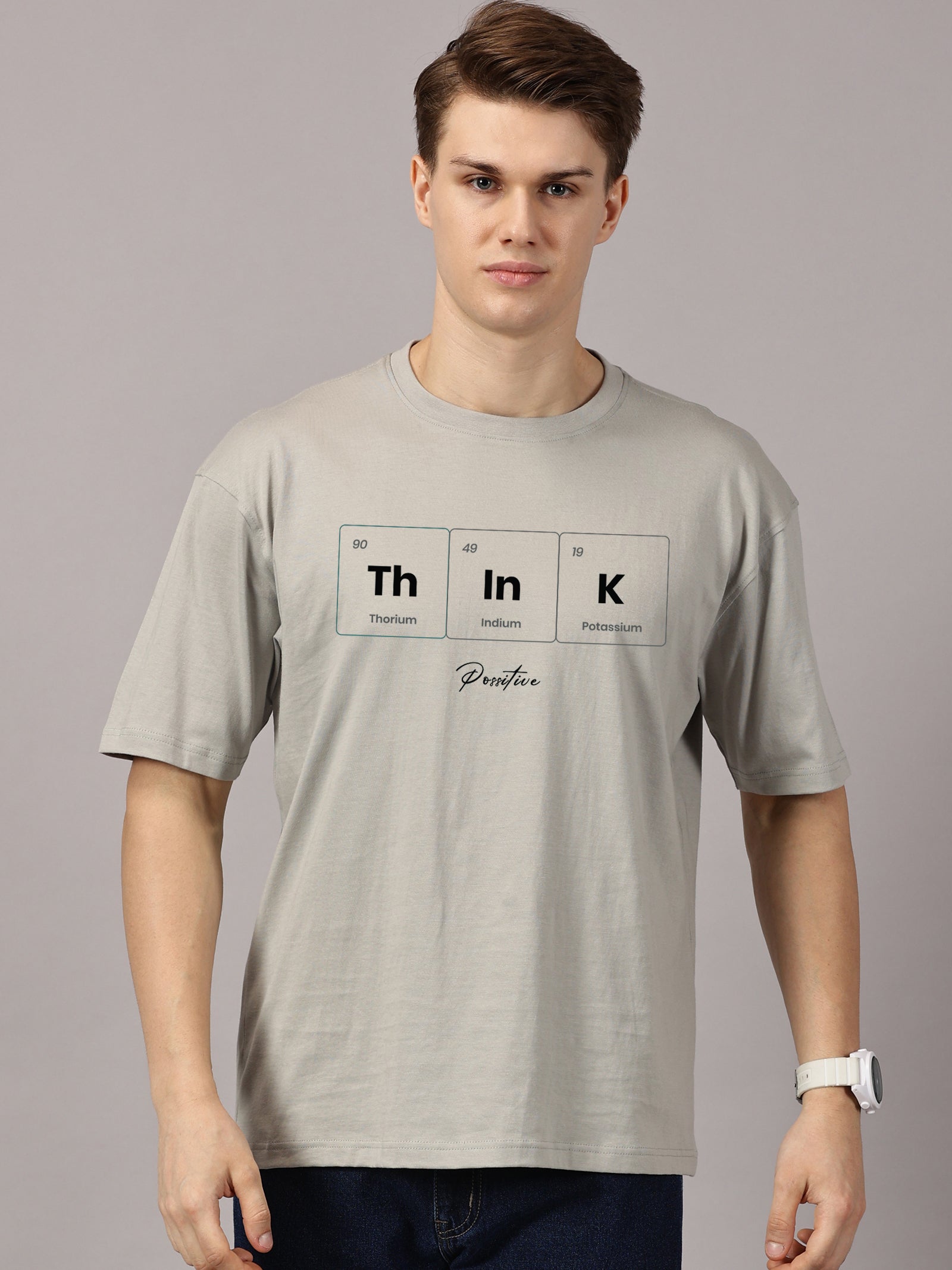 Oversized : Think Positive Printed T-Shirt