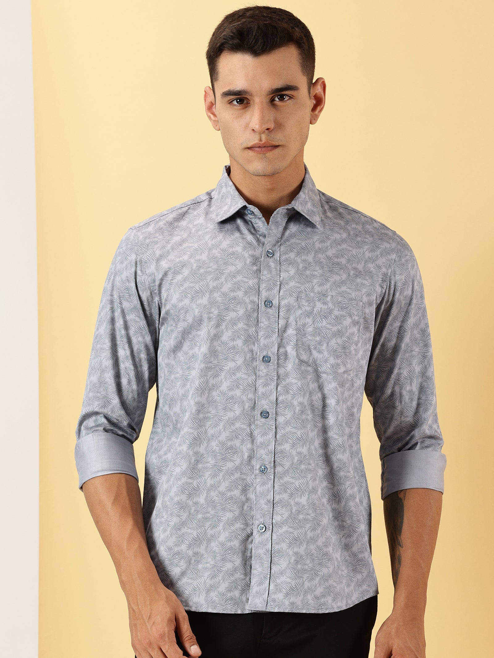 Casuals : Leaf Print full sleeve shirt