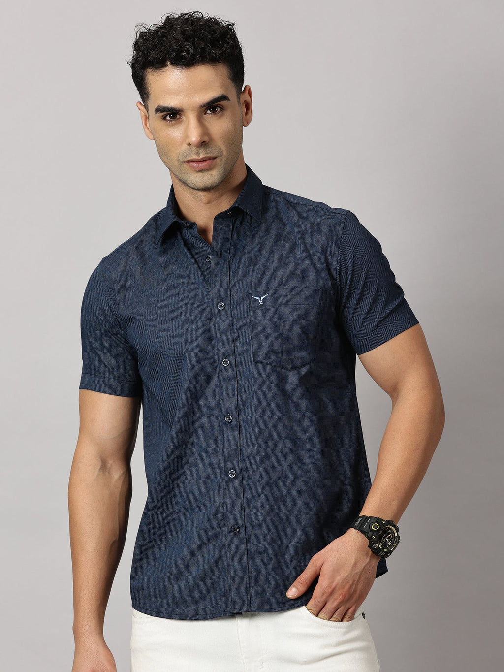 Casuals : Geometric Textured Shirt