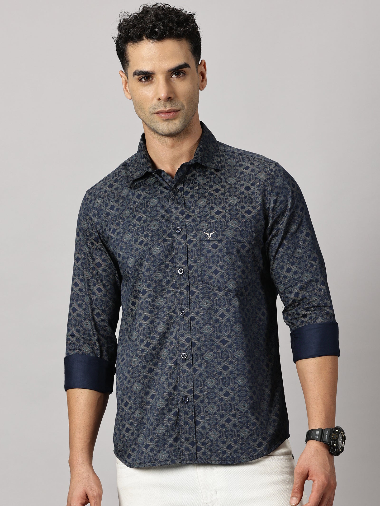 Casuals : Geometric Textured Shirt