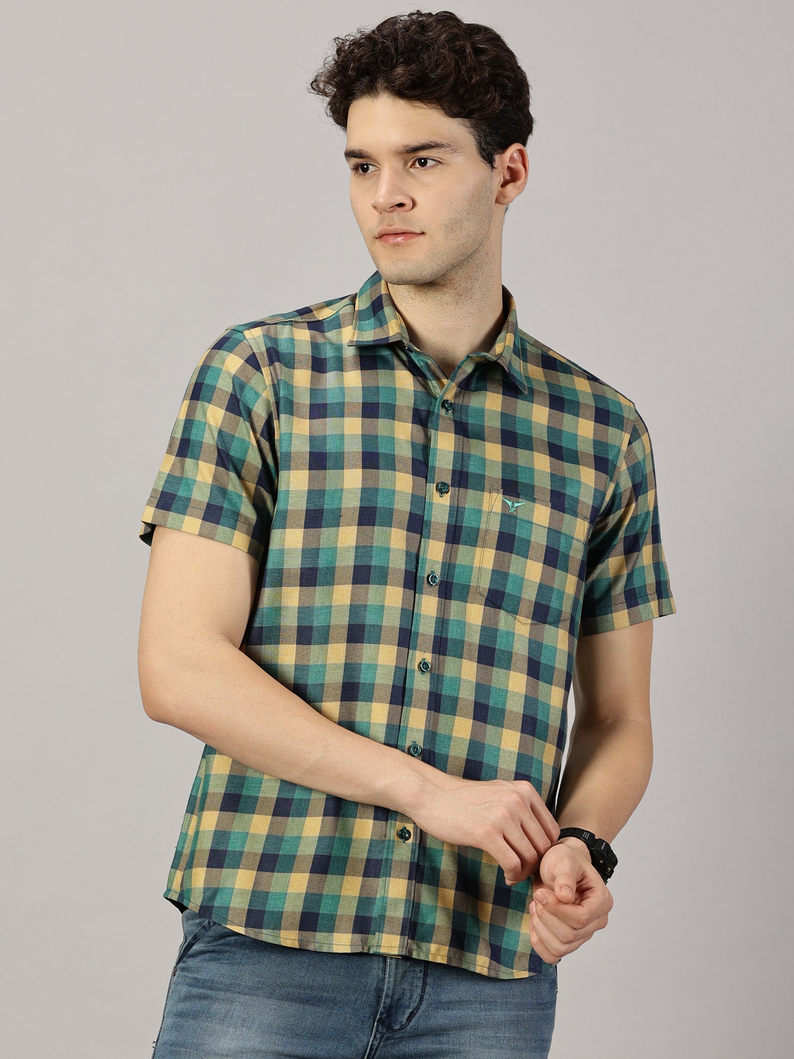 Casual  : Checkered Poly Cotton shirt