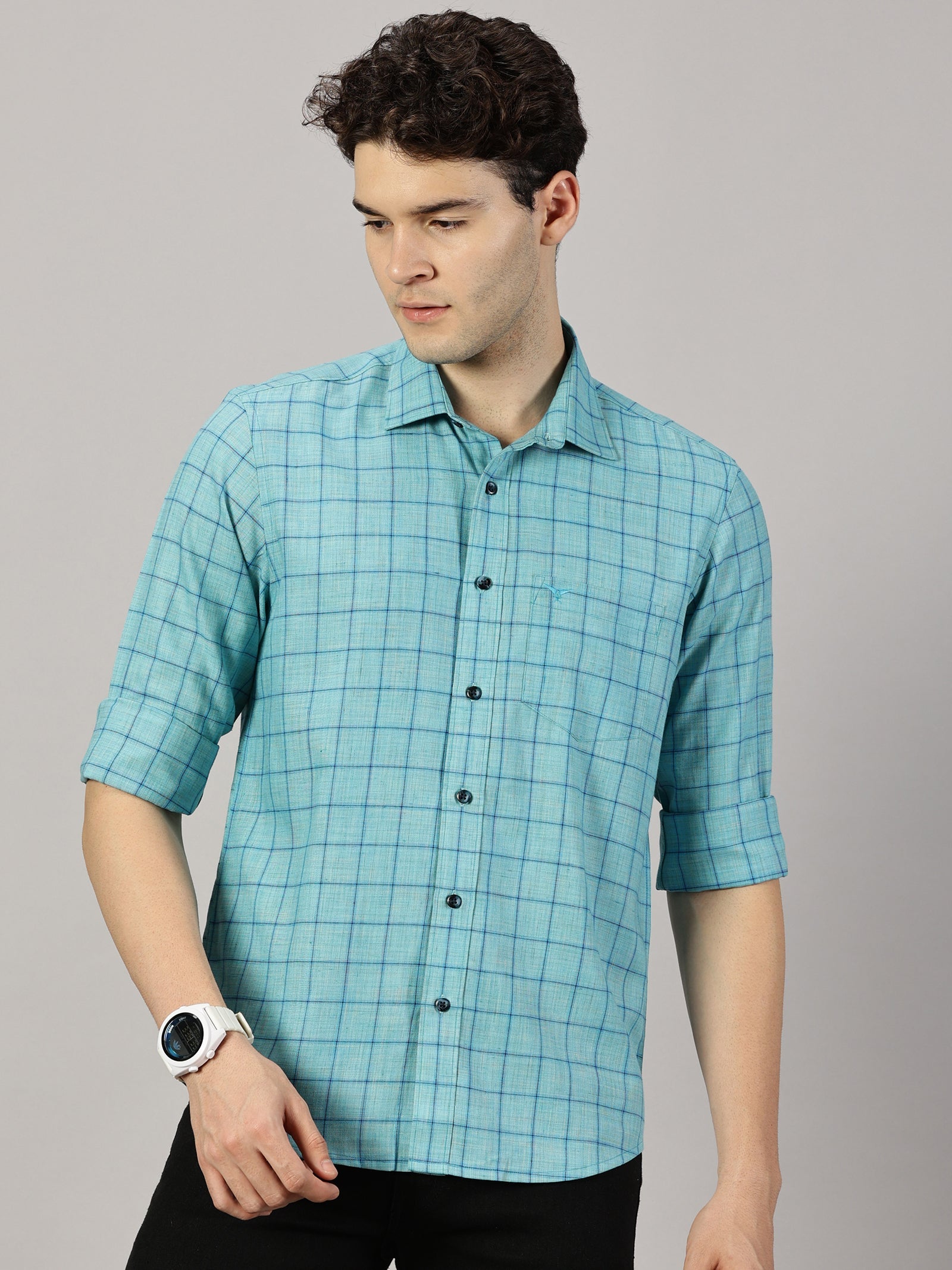 Casual  :  Checkered Poly Cotton shirt
