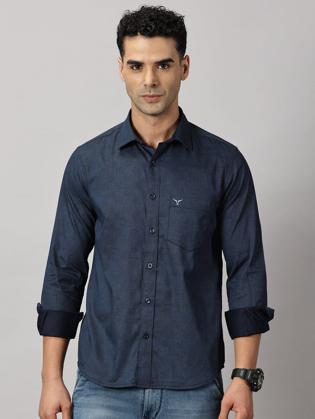 Casulas : Geometric Textured Shirt