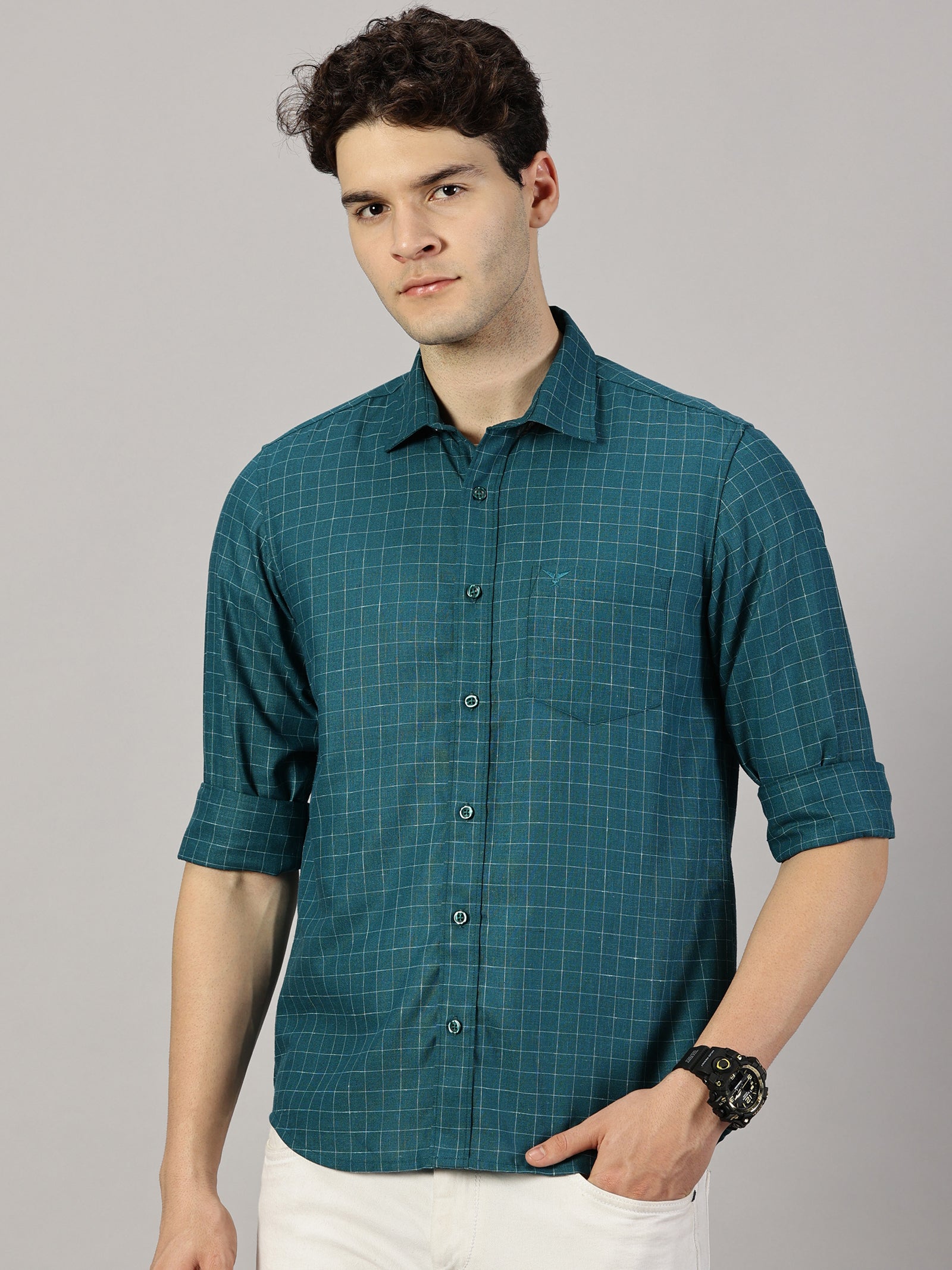 Casuals : Checkered Poly Cotton Shirt