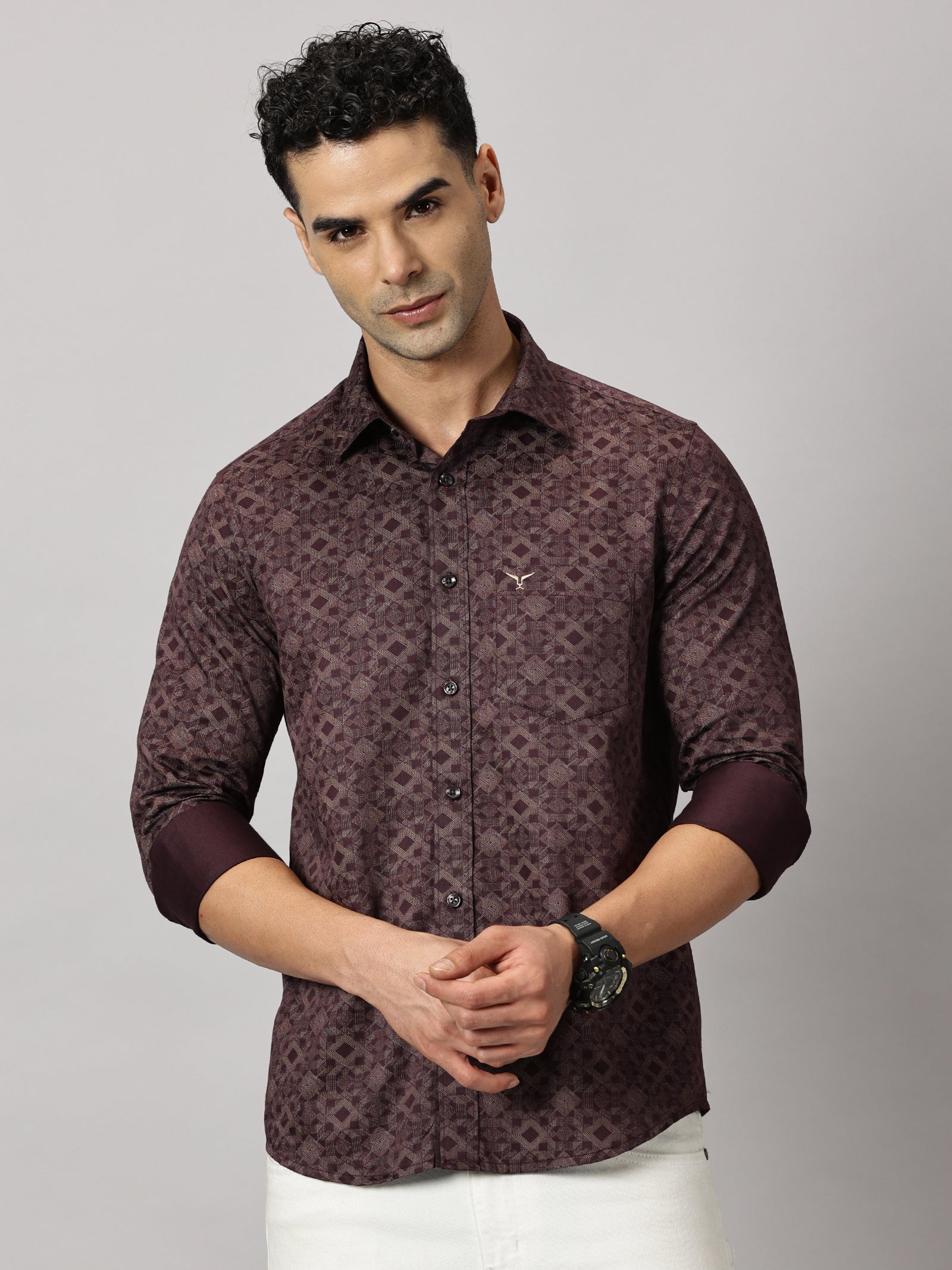 Casuals : Geometric Textured Shirt