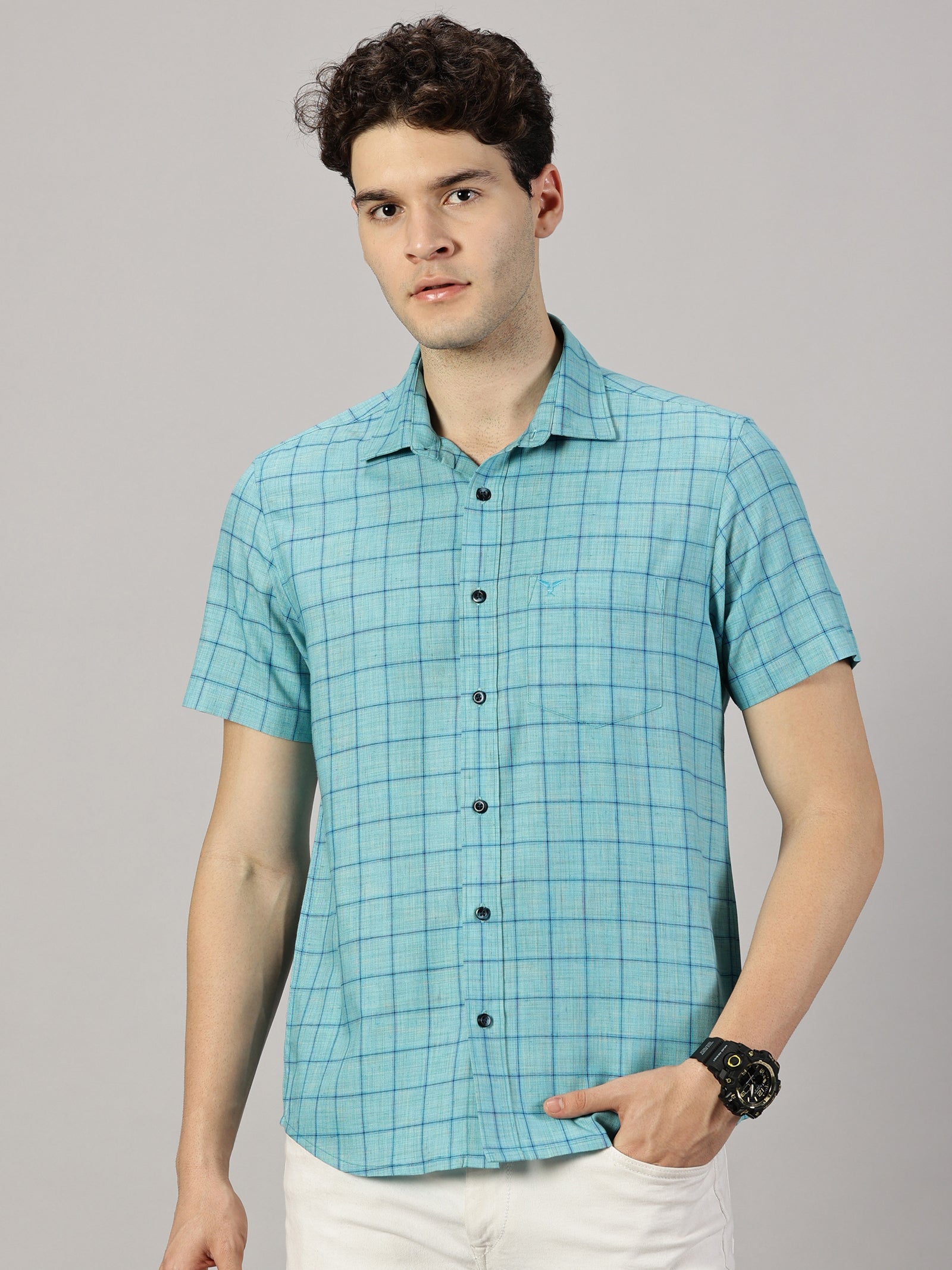 Casual : Checkered Poly Cotton shirt