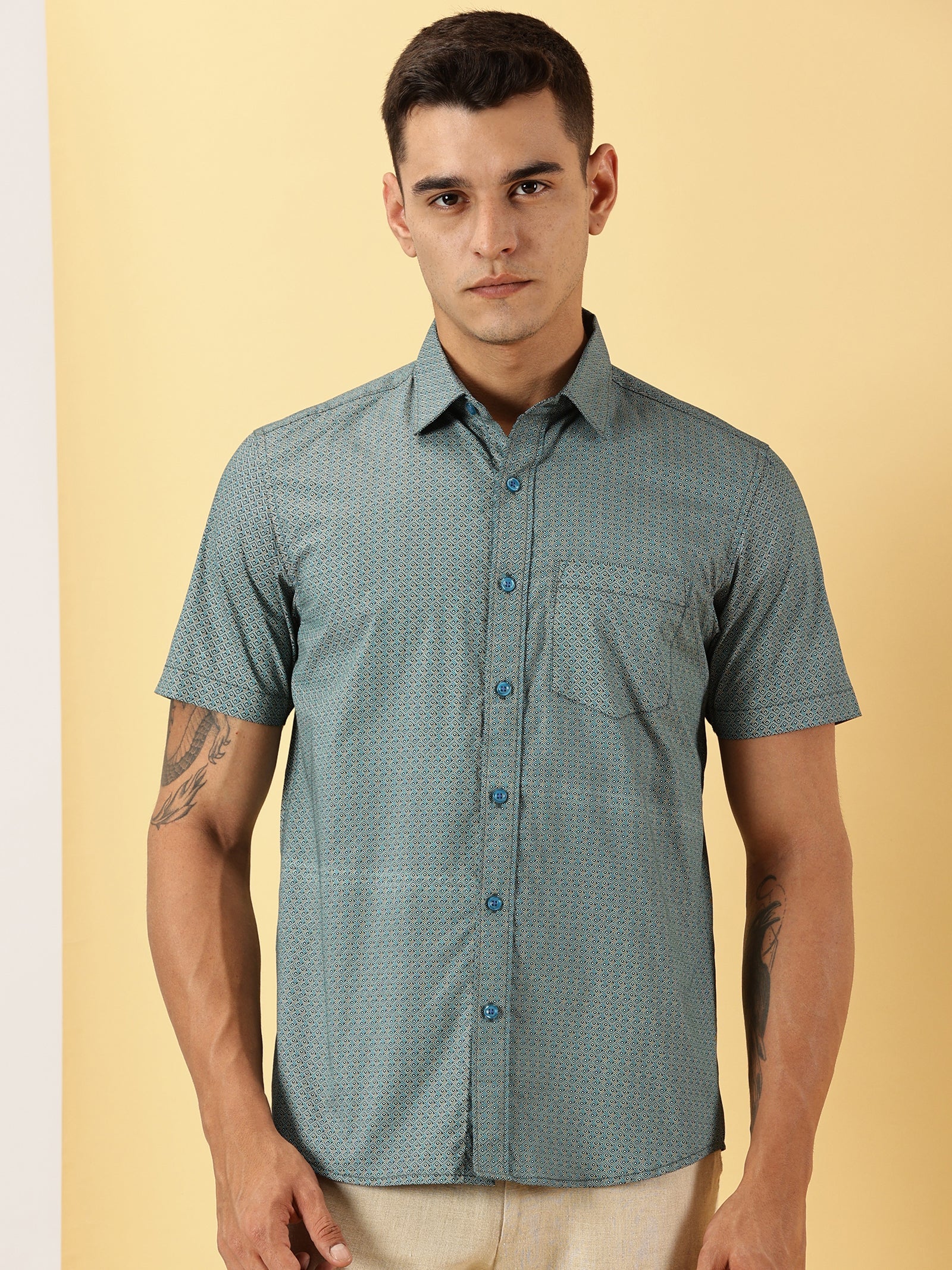 Casuals : 3D Print half sleeve shirt