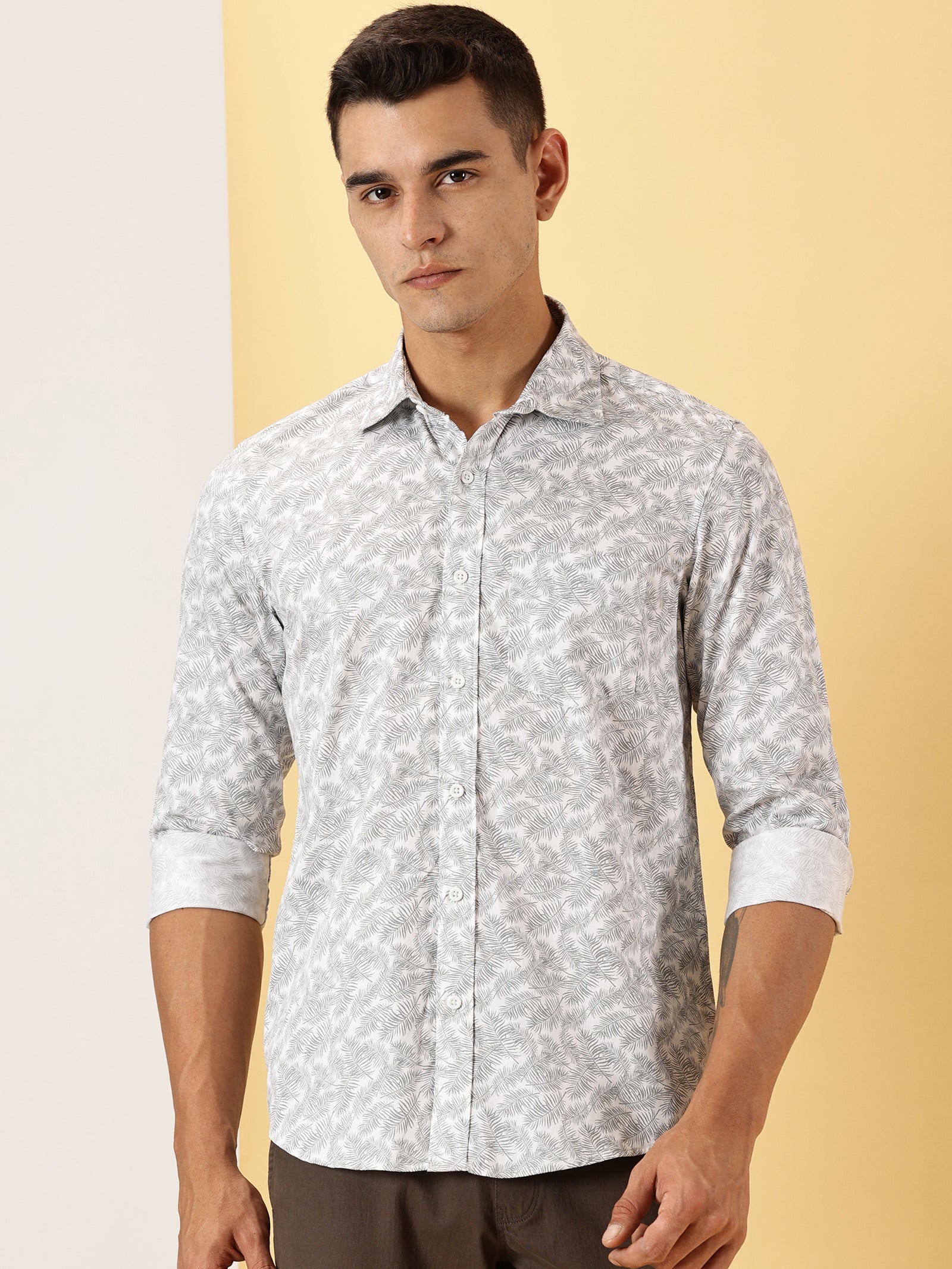 Casuals : Leaf Print full sleeve shirt