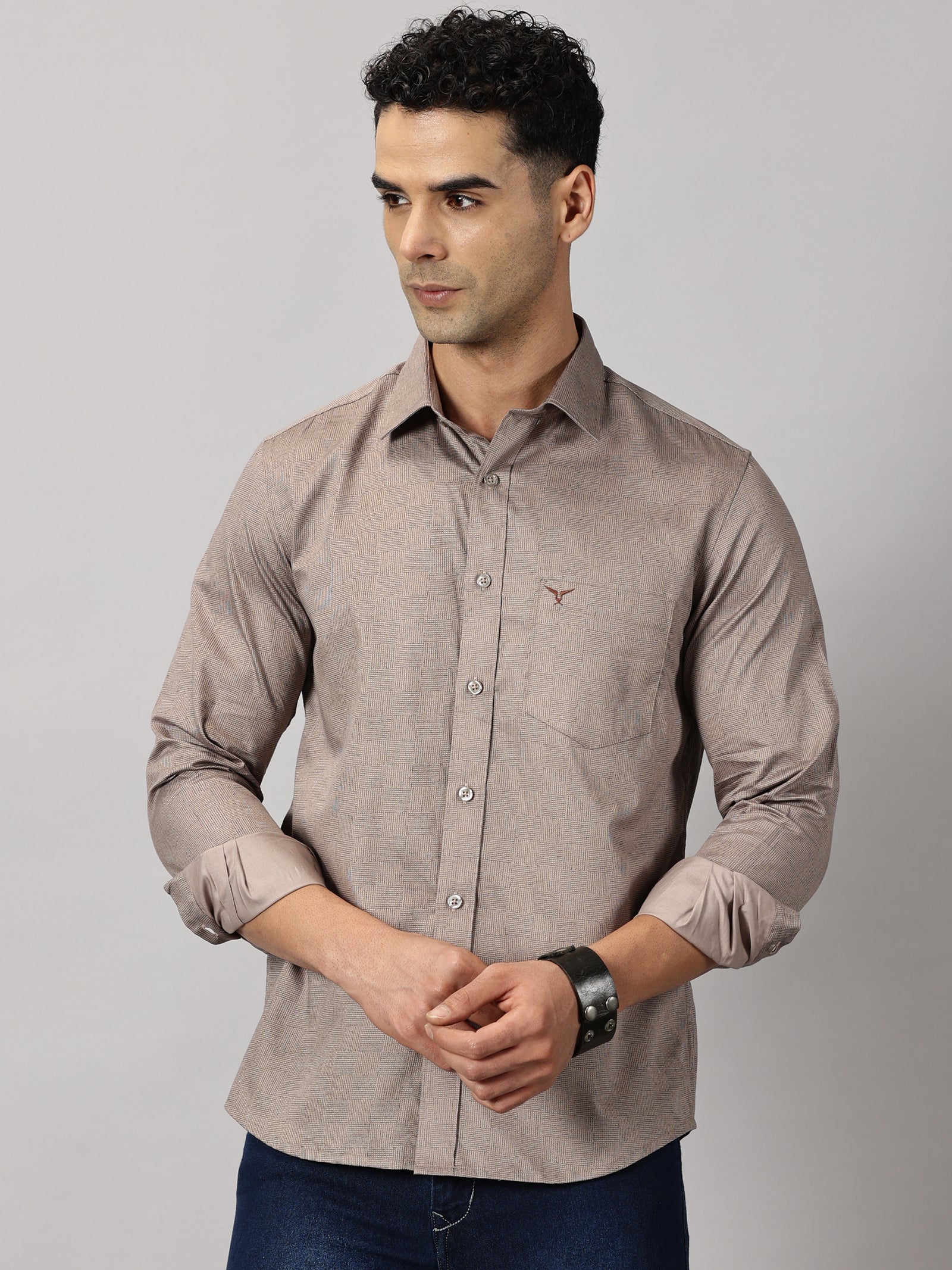 Casulas : Geometric Textured Shirt