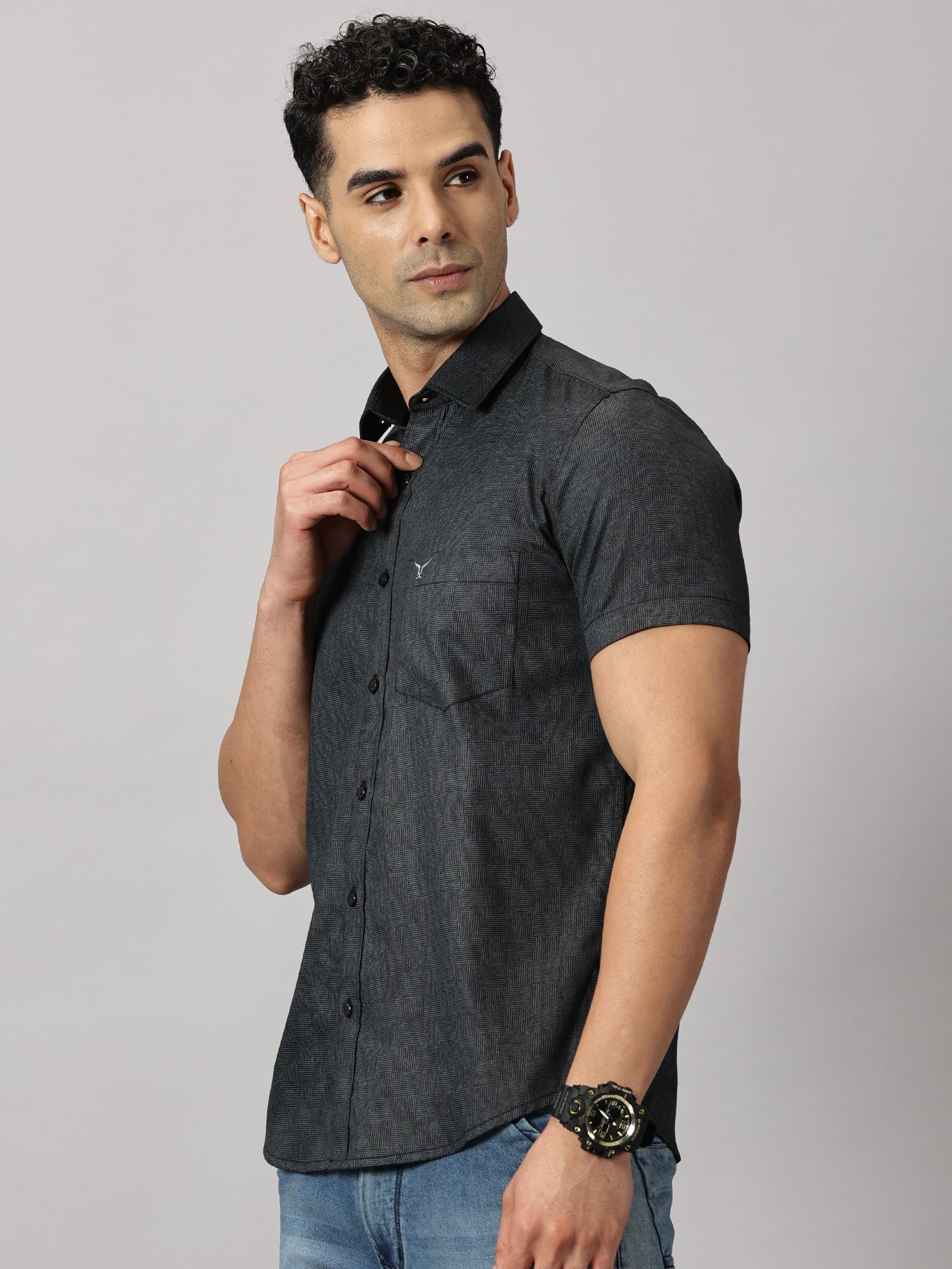Casuals : Geometric Textured Shirt