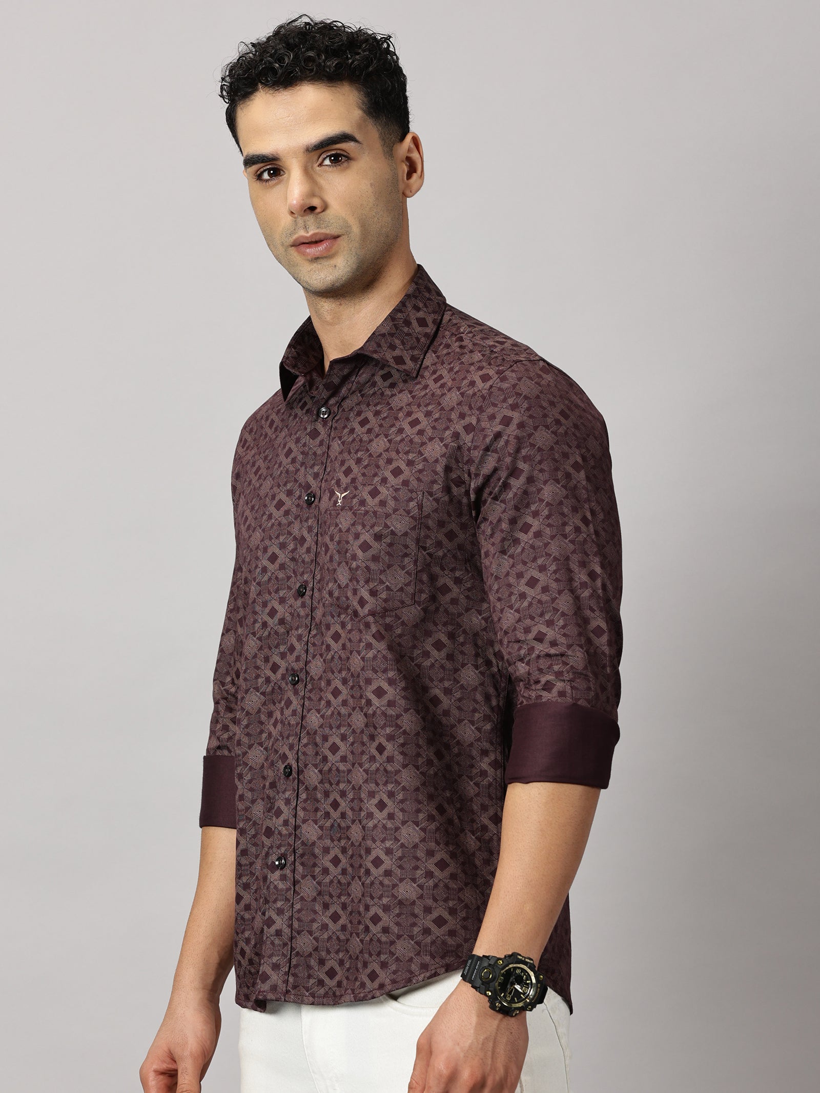 Casuals : Geometric Textured Shirt