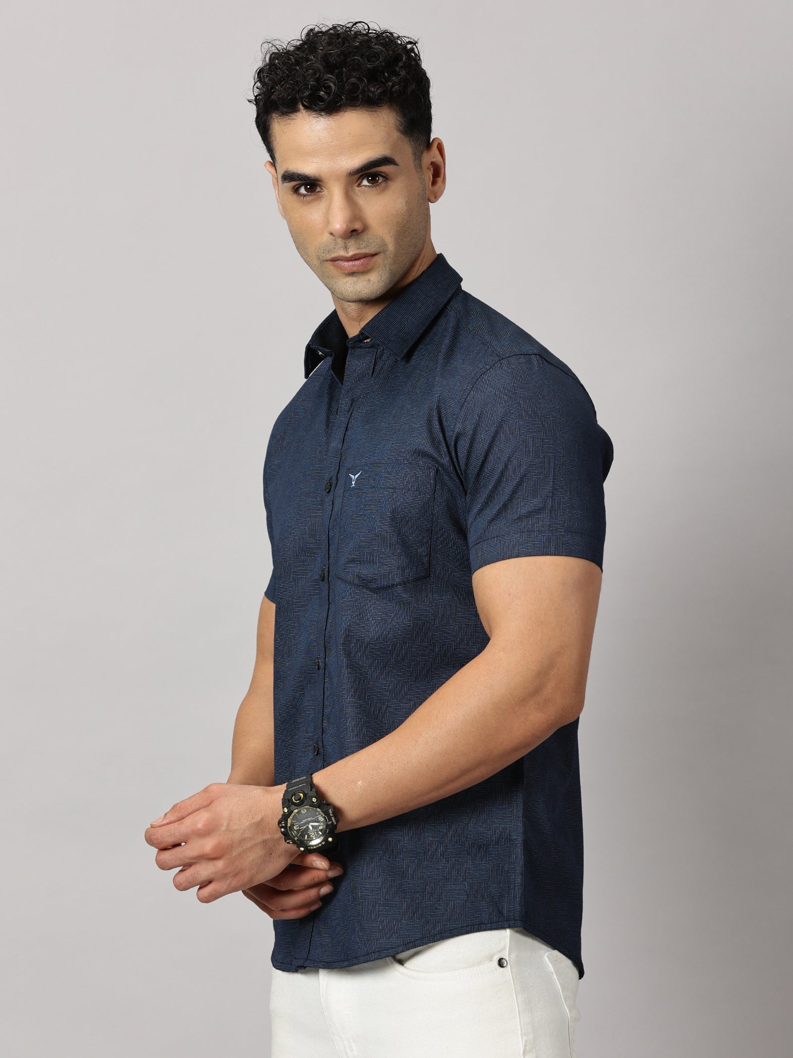 Casuals : Geometric Textured Shirt