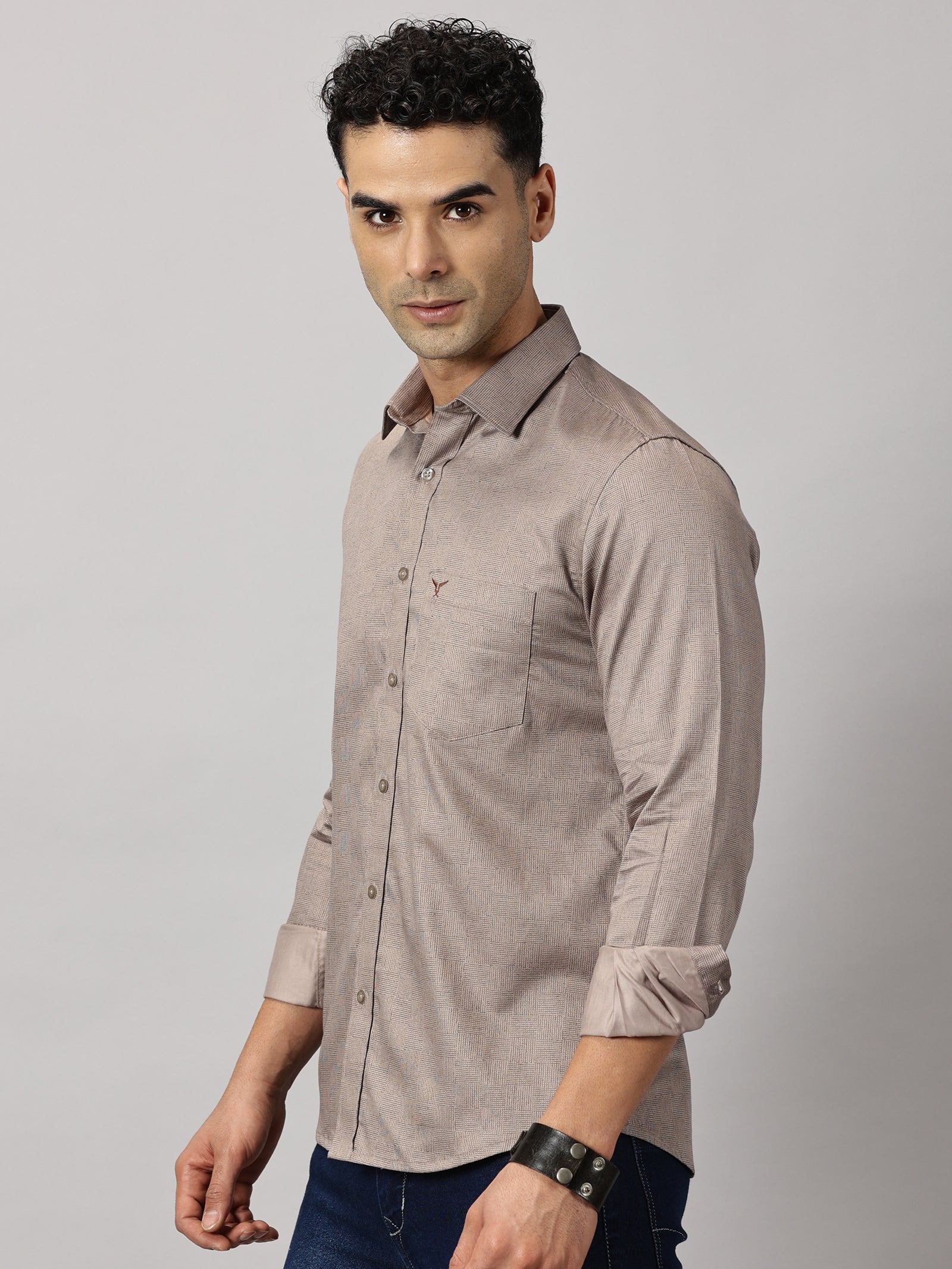 Casulas : Geometric Textured Shirt