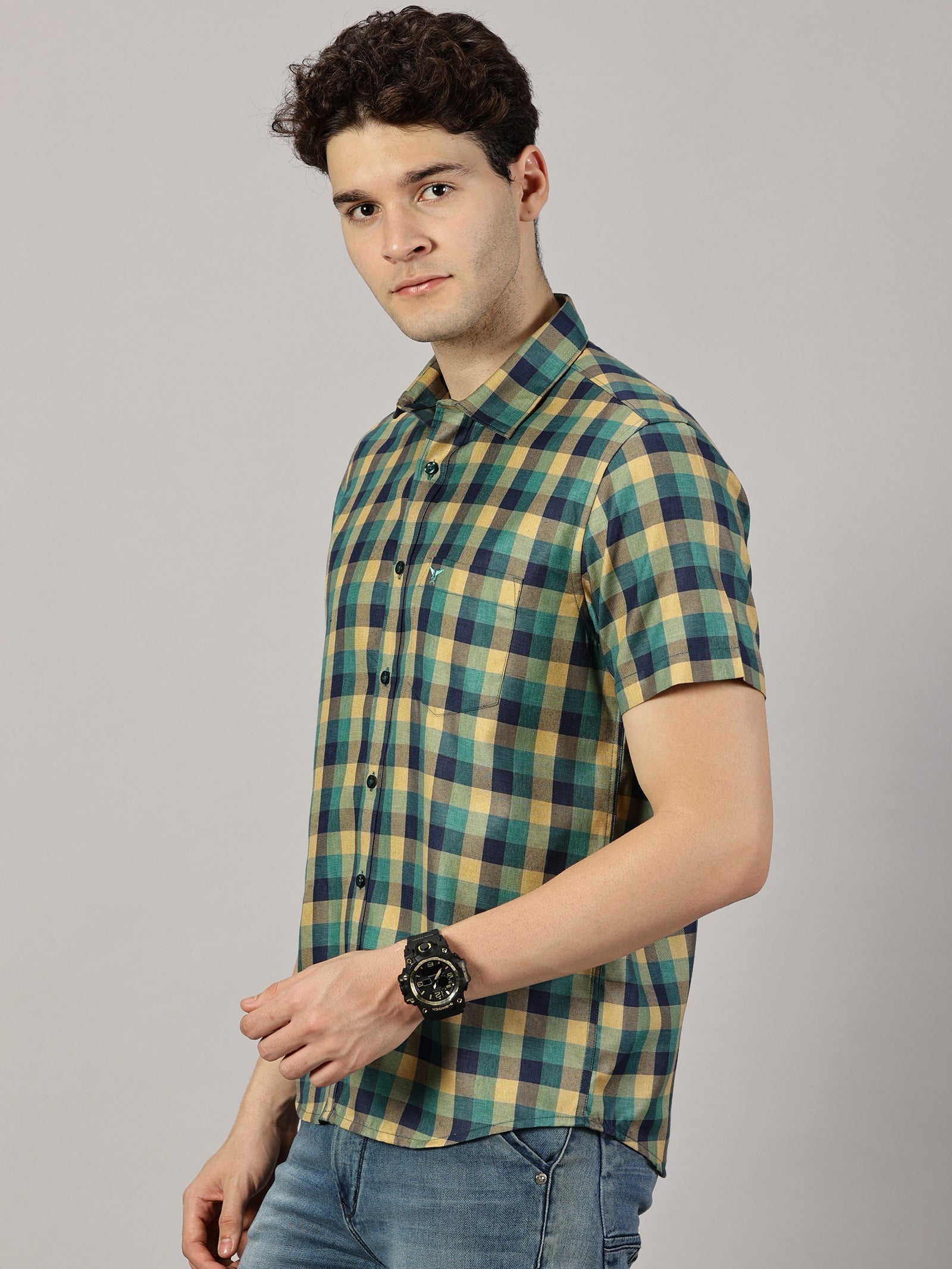 Casual  : Checkered Poly Cotton shirt