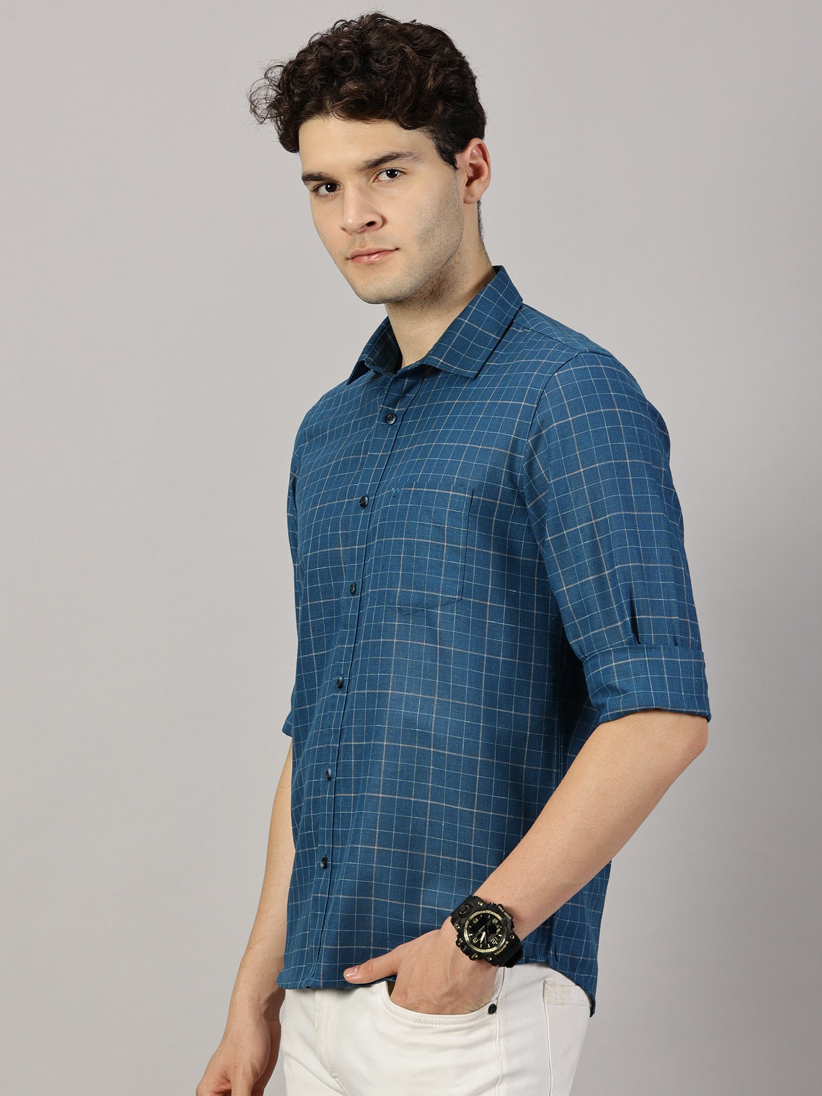 Casuals : Checkered Poly Cotton Shirt