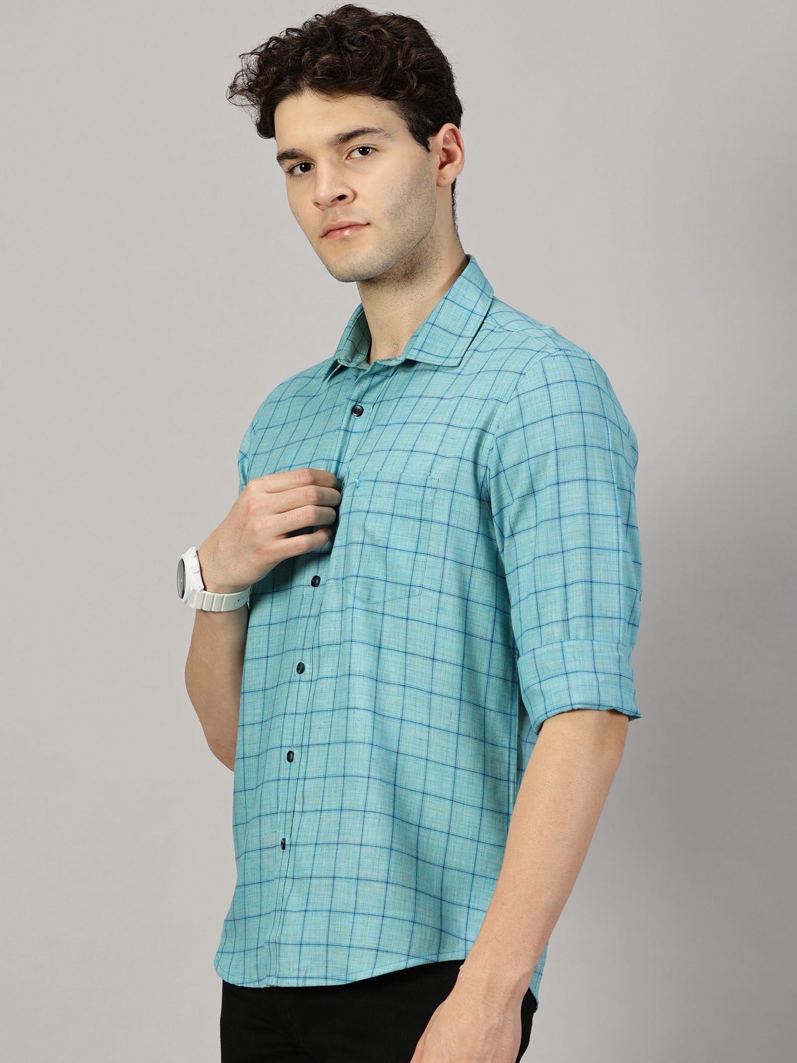 Casual  :  Checkered Poly Cotton shirt