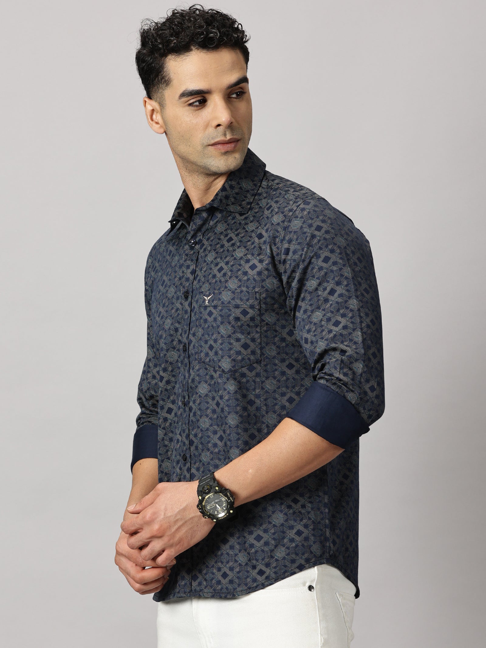 Casuals : Geometric Textured Shirt