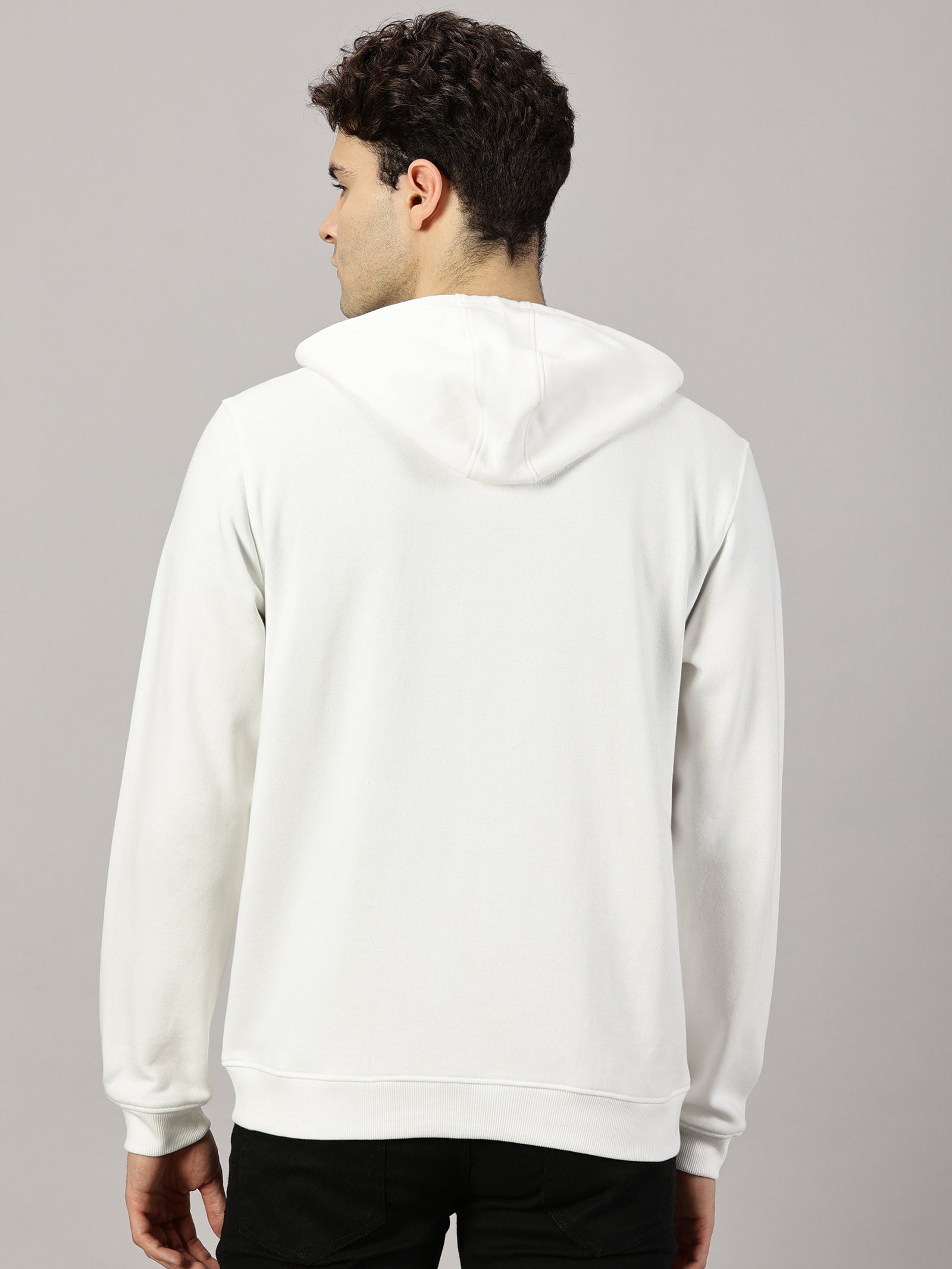 Sweatshirt : Zipper Hooded Jacket White