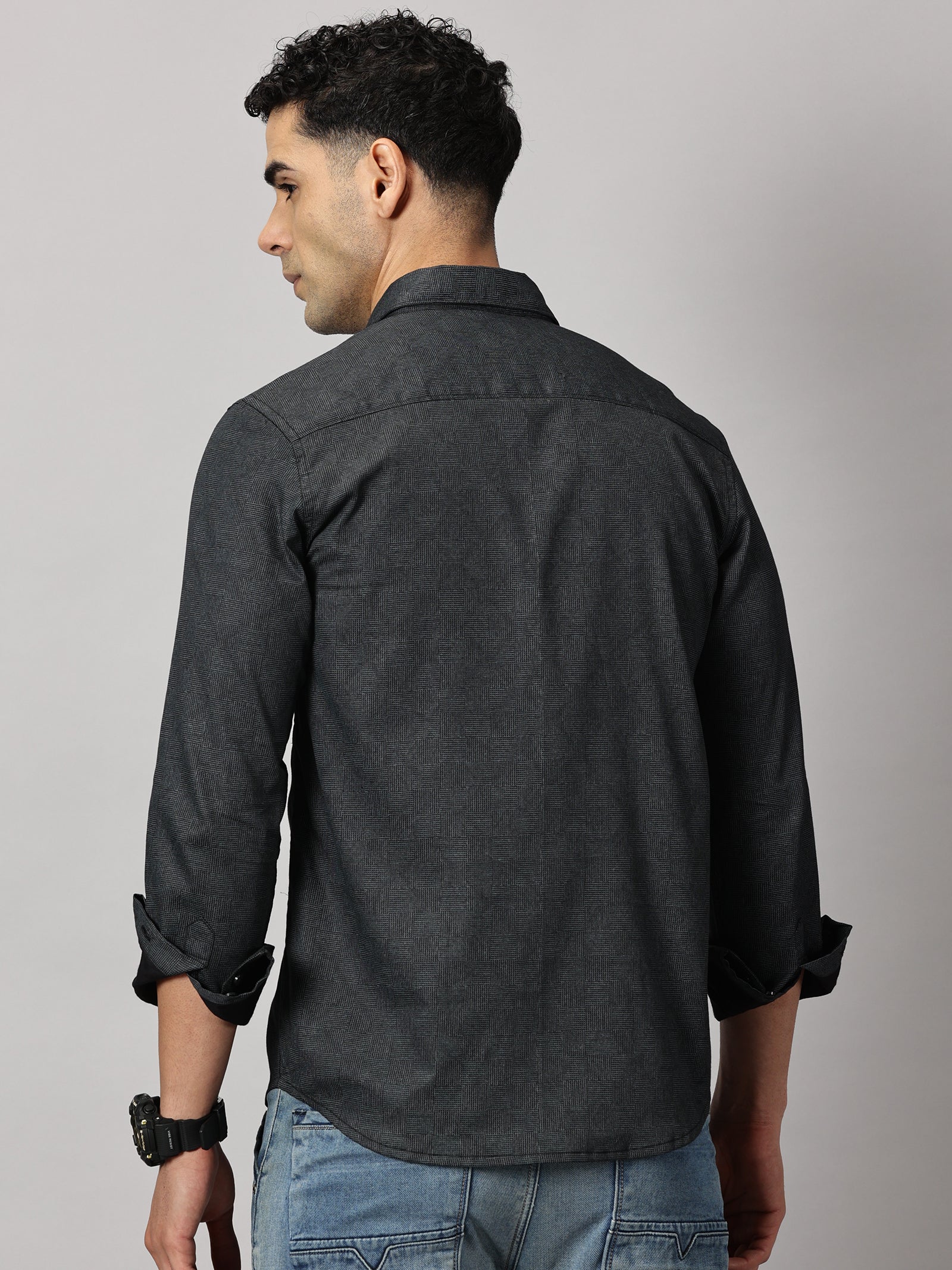 Casulas : Geometric Textured Shirt