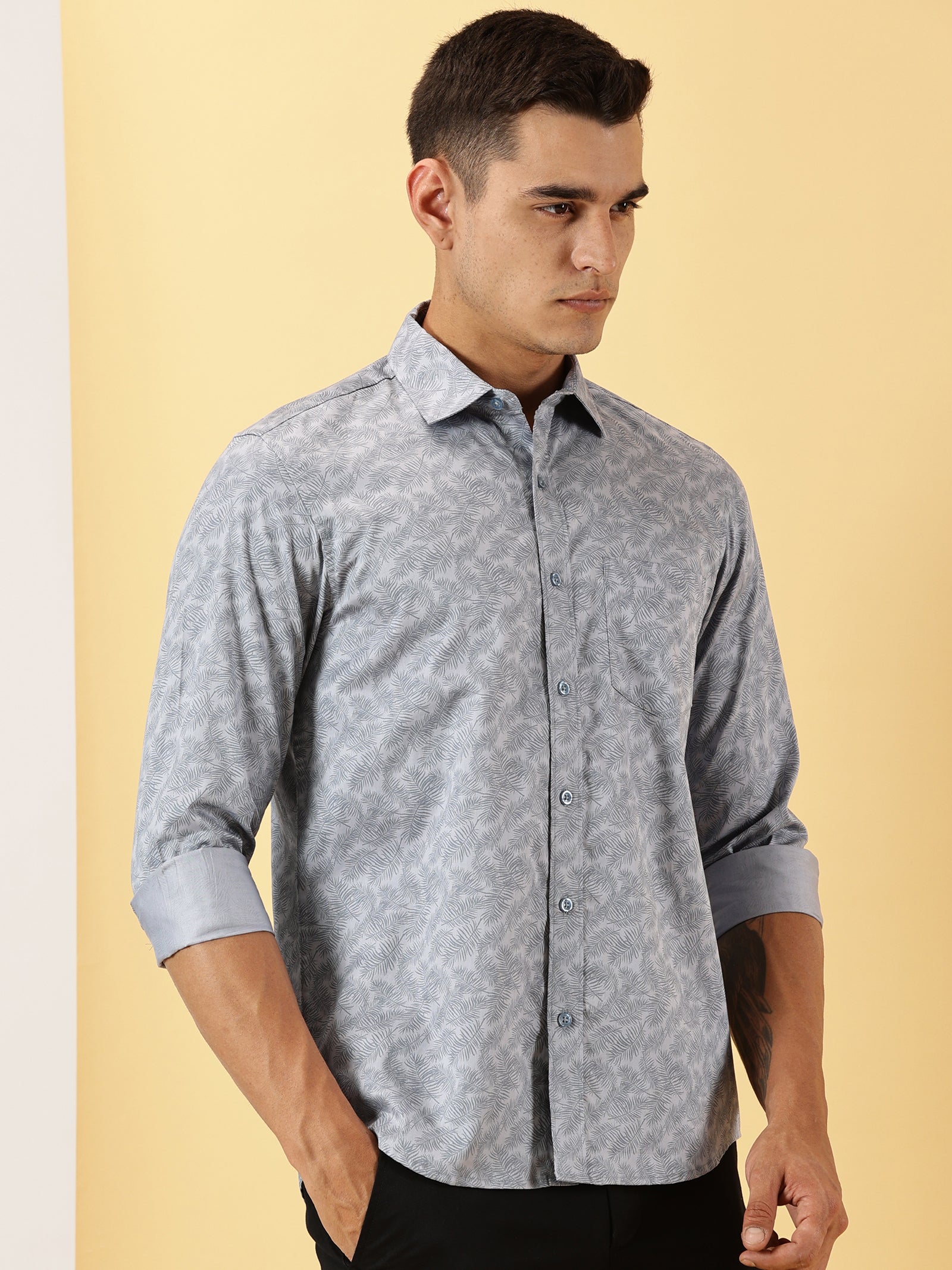 Casuals : Leaf Print full sleeve shirt