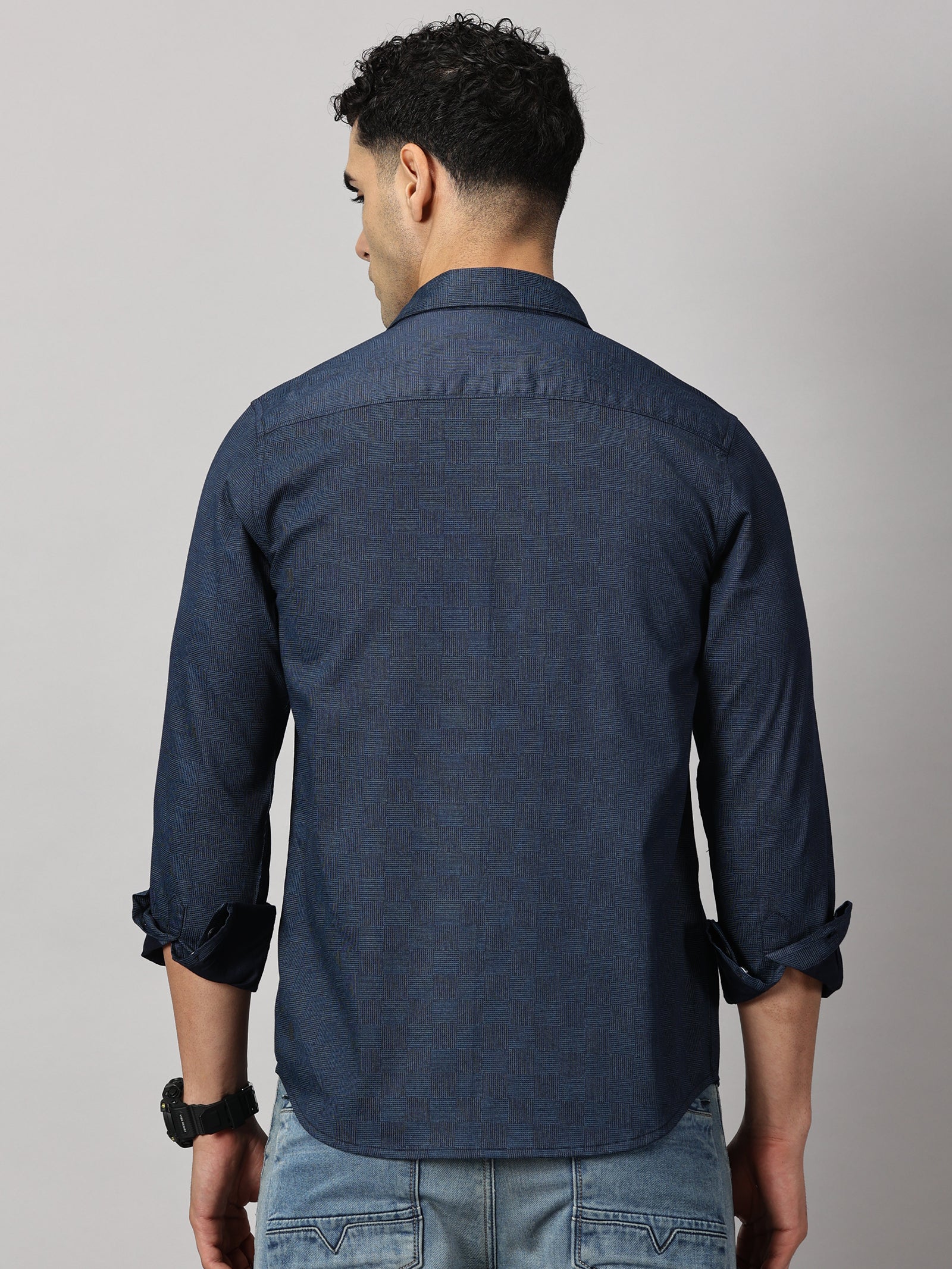 Casulas : Geometric Textured Shirt