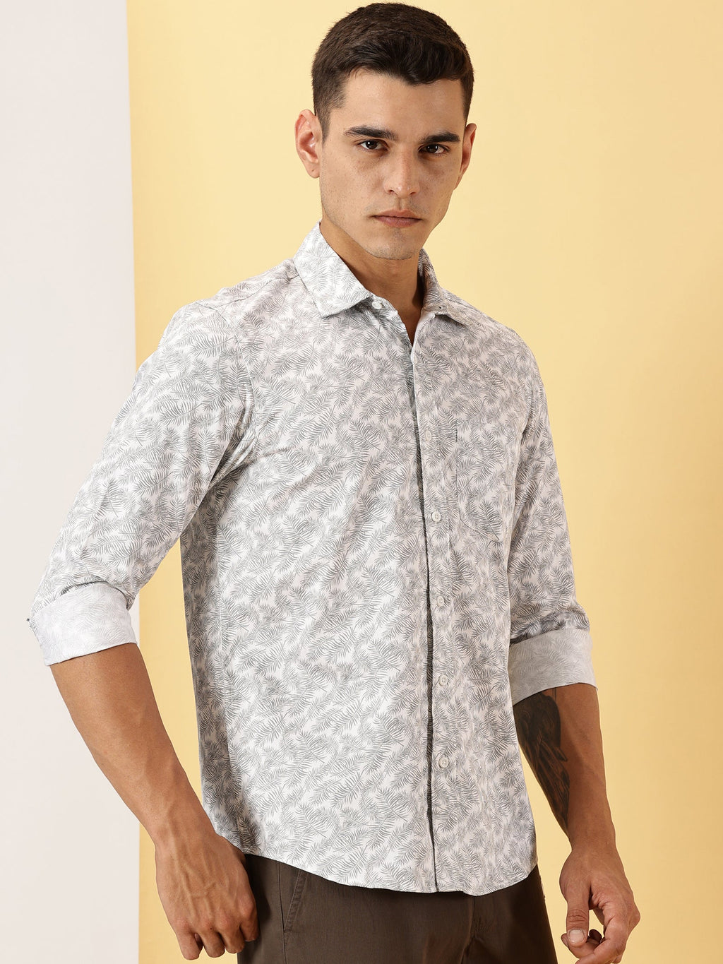 Casuals : Leaf Print full sleeve shirt