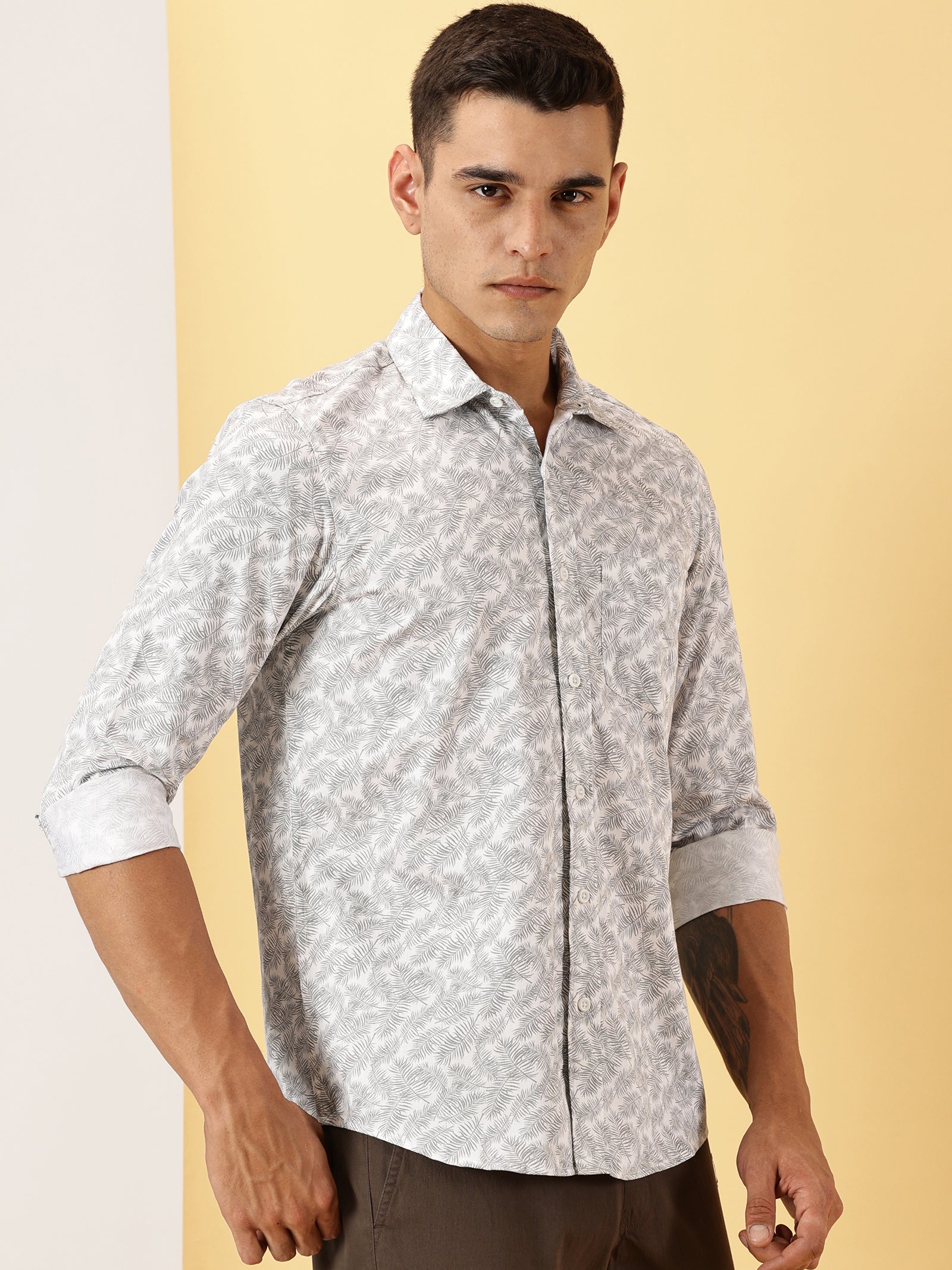 Casuals : Leaf Print full sleeve shirt
