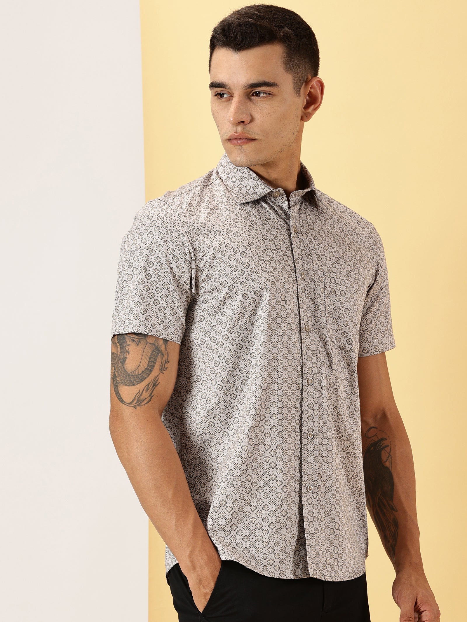 Casuals : Floral Print half sleeve shirt