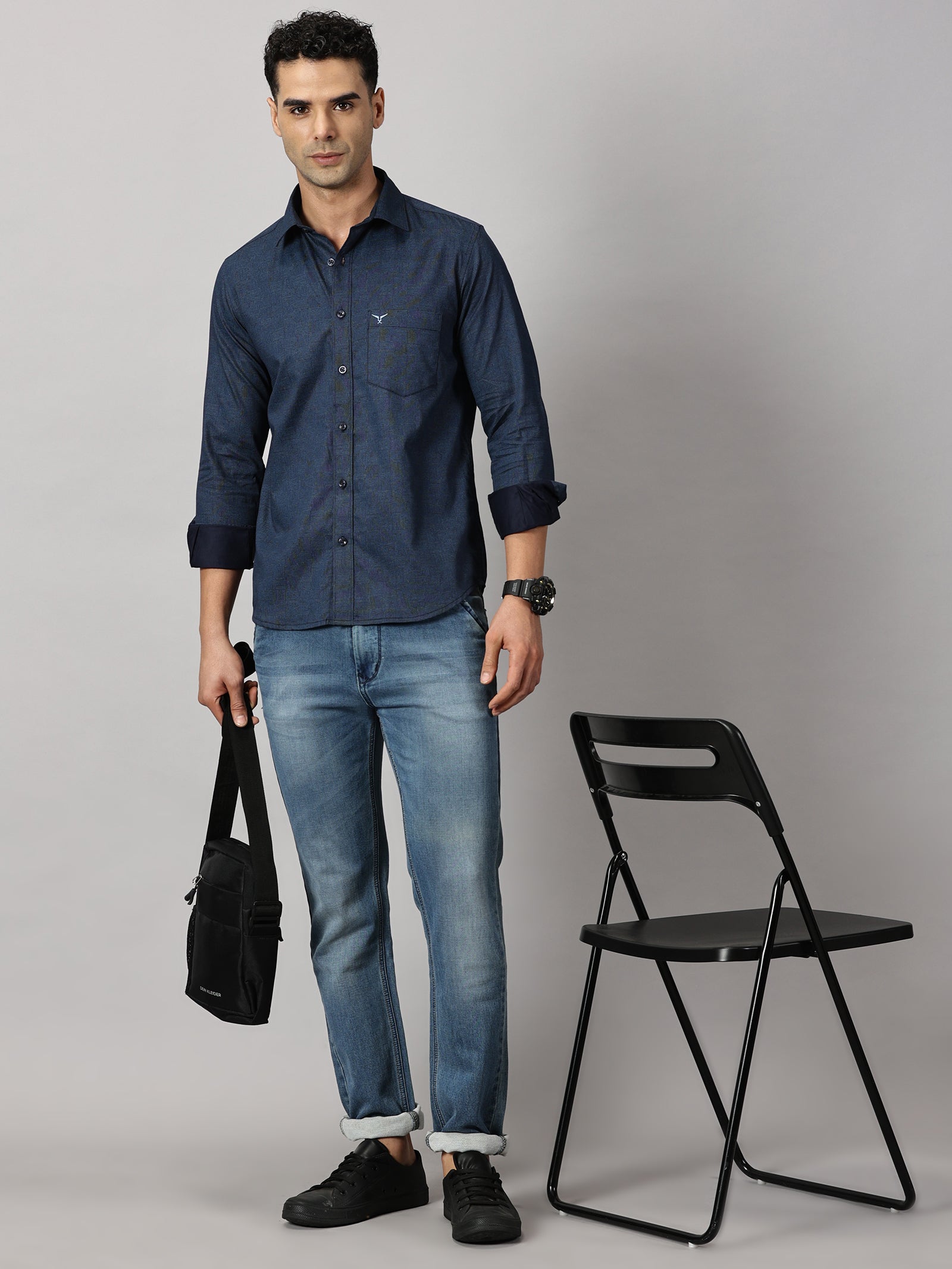 Casulas : Geometric Textured Shirt
