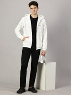Sweatshirt : Zipper Hooded Jacket White