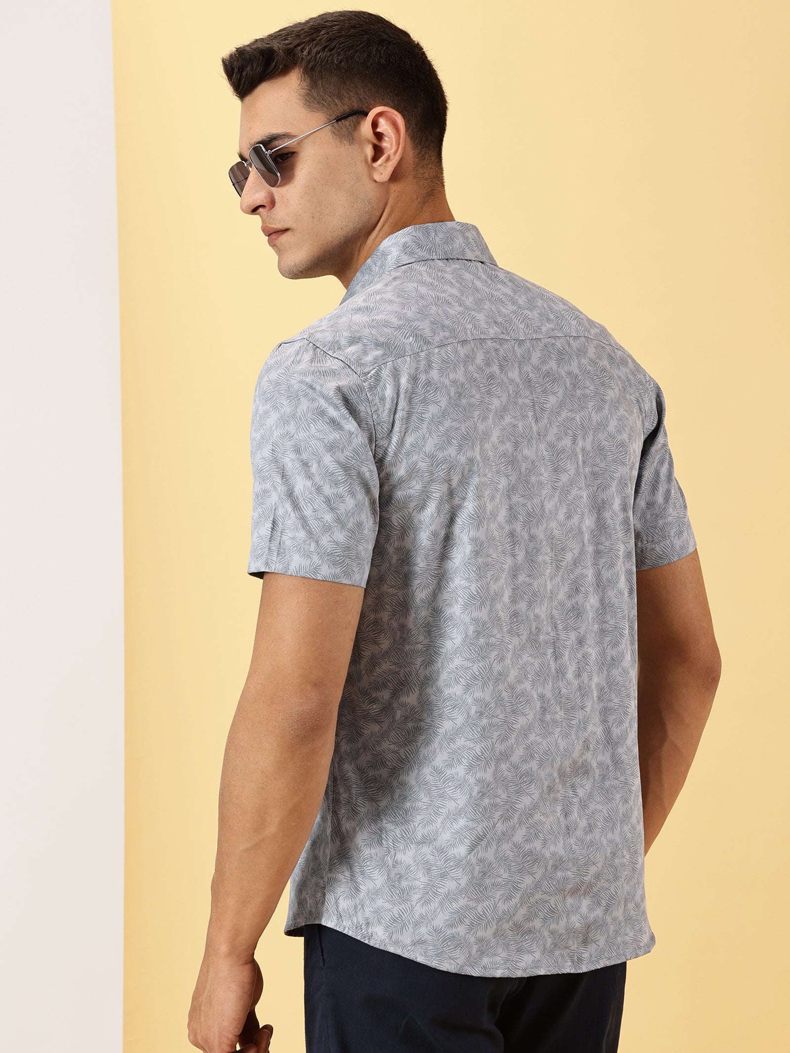 Casuals : Leaf Print half sleeve shirt