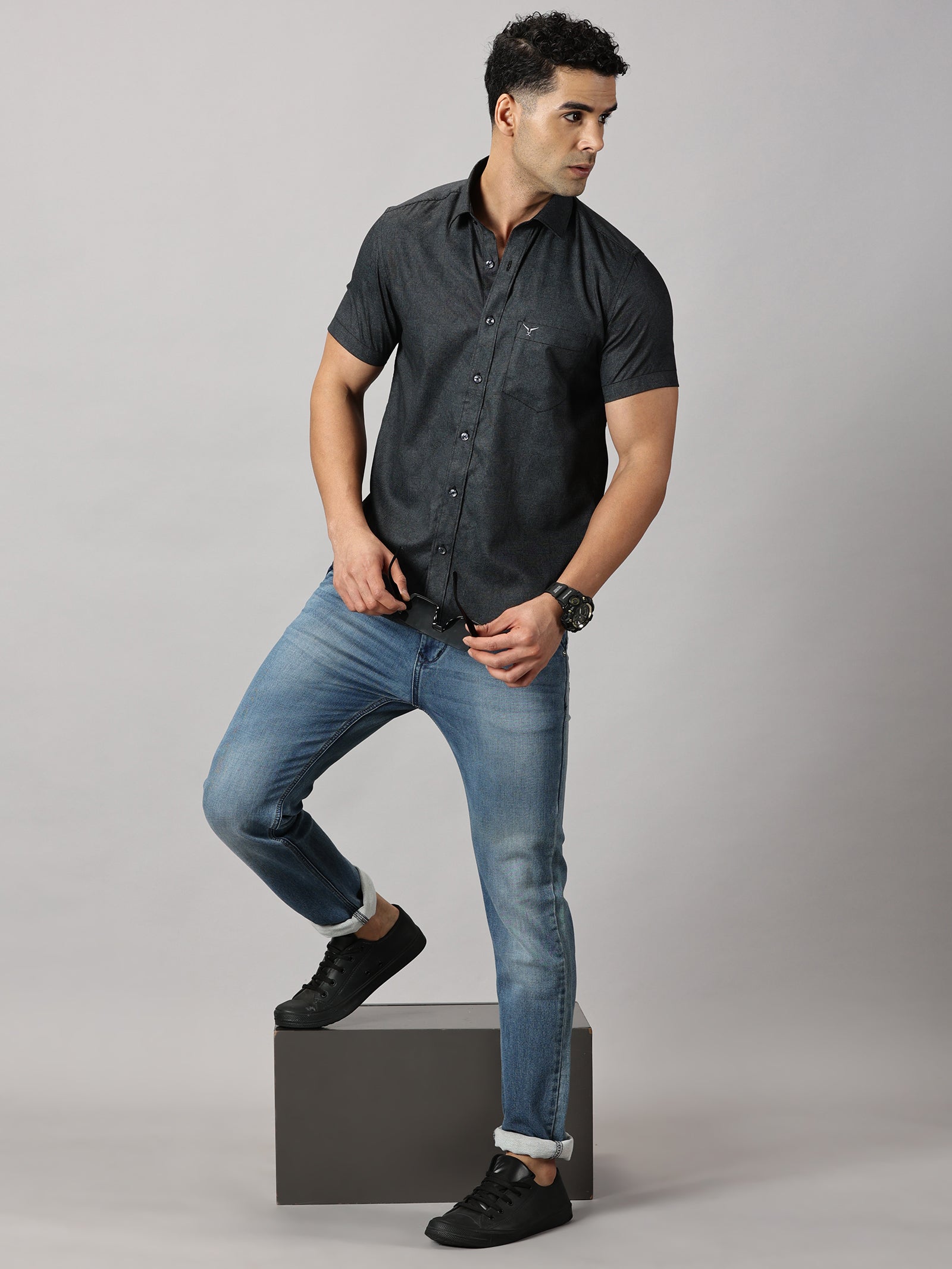 Casuals : Geometric Textured Shirt
