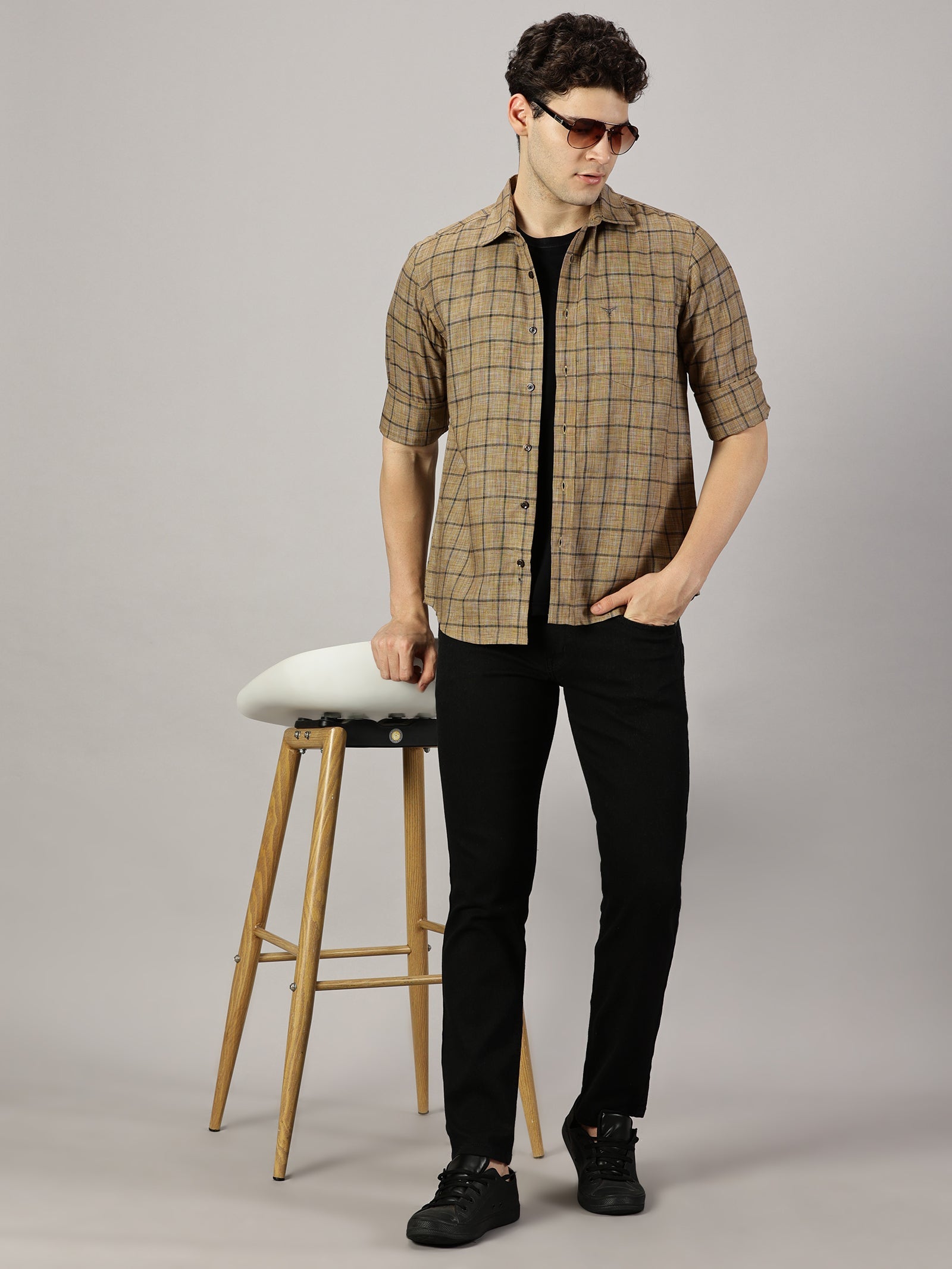 Casual  :  Checkered Poly Cotton shirt