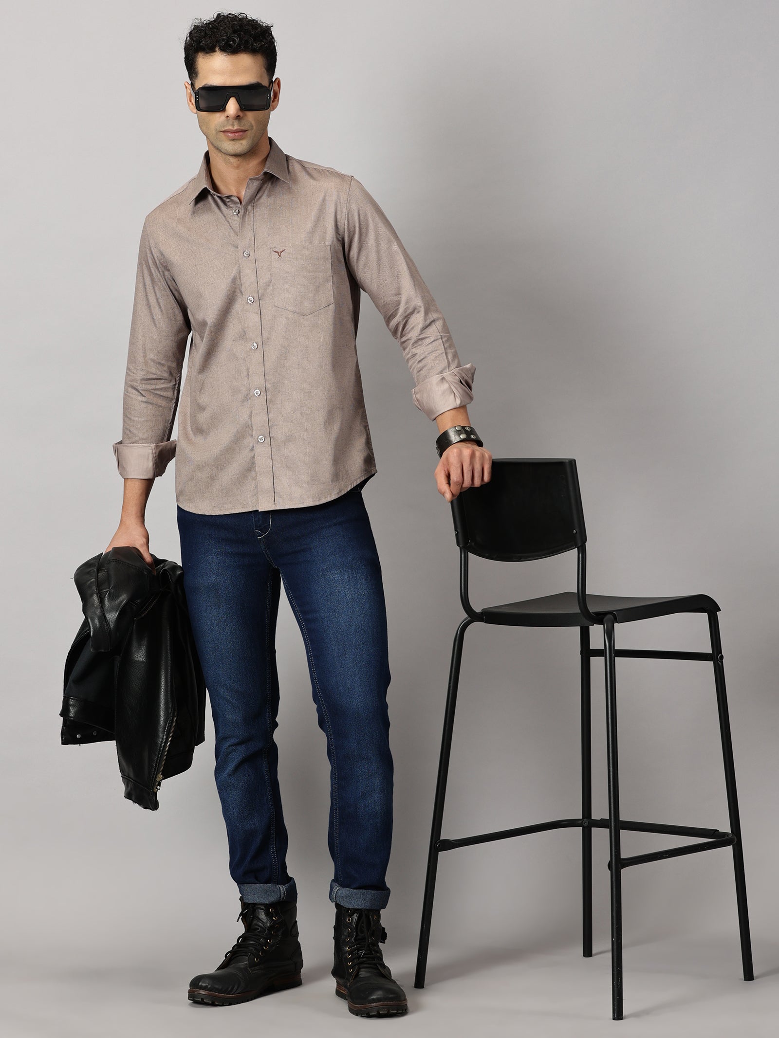 Casulas : Geometric Textured Shirt