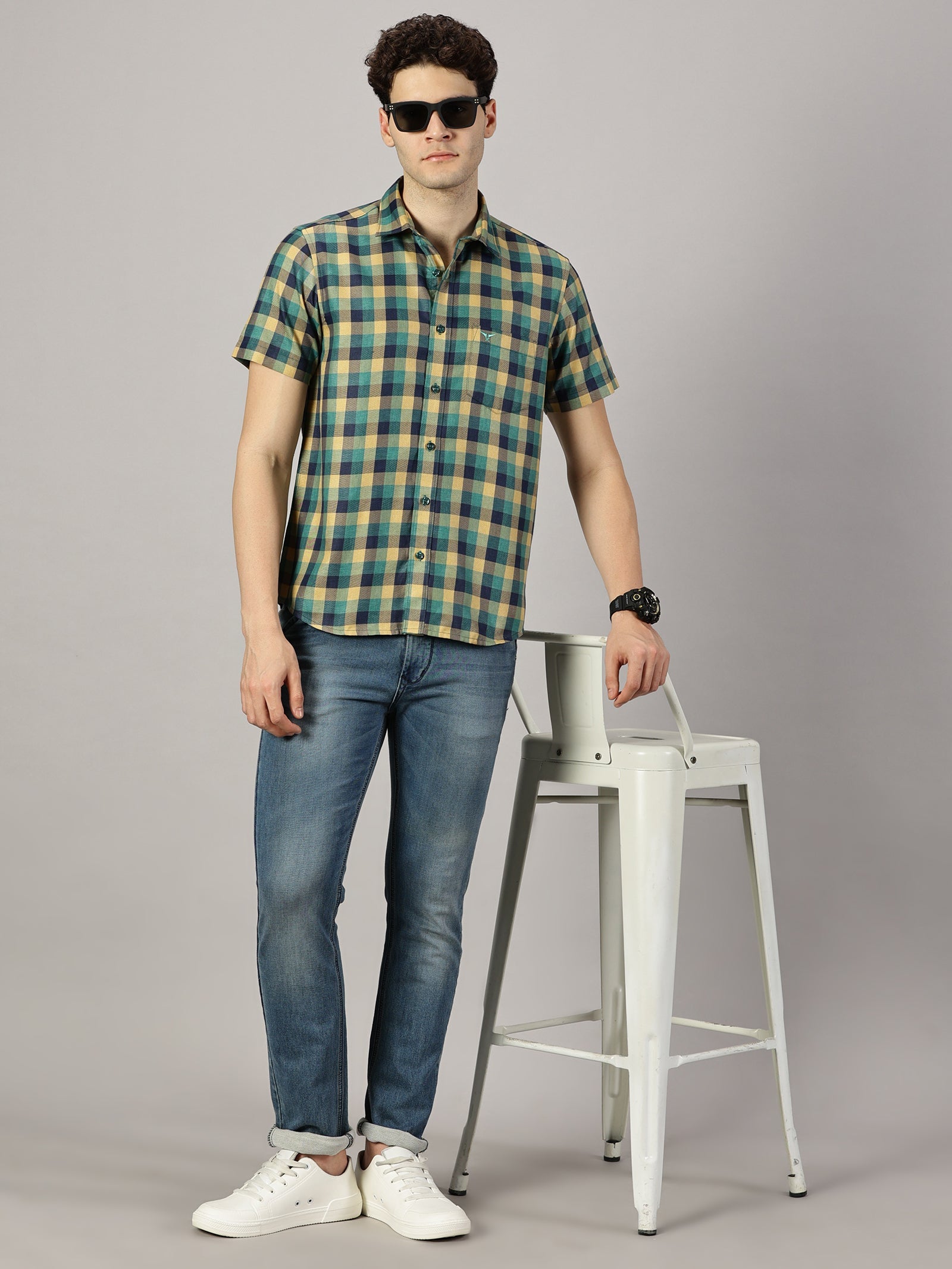 Casual  : Checkered Poly Cotton shirt