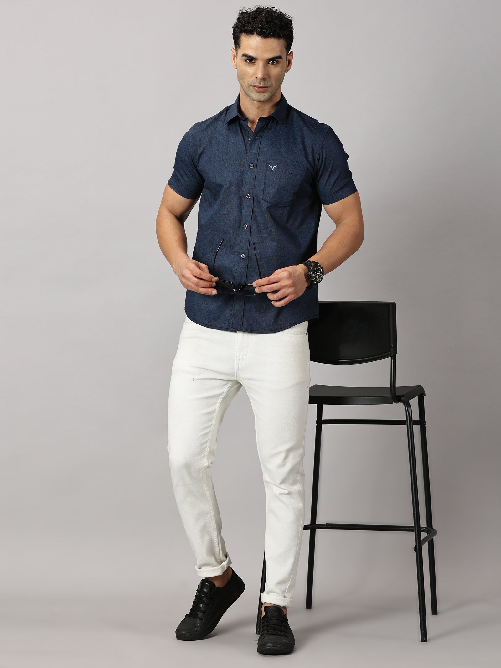 Casuals : Geometric Textured Shirt