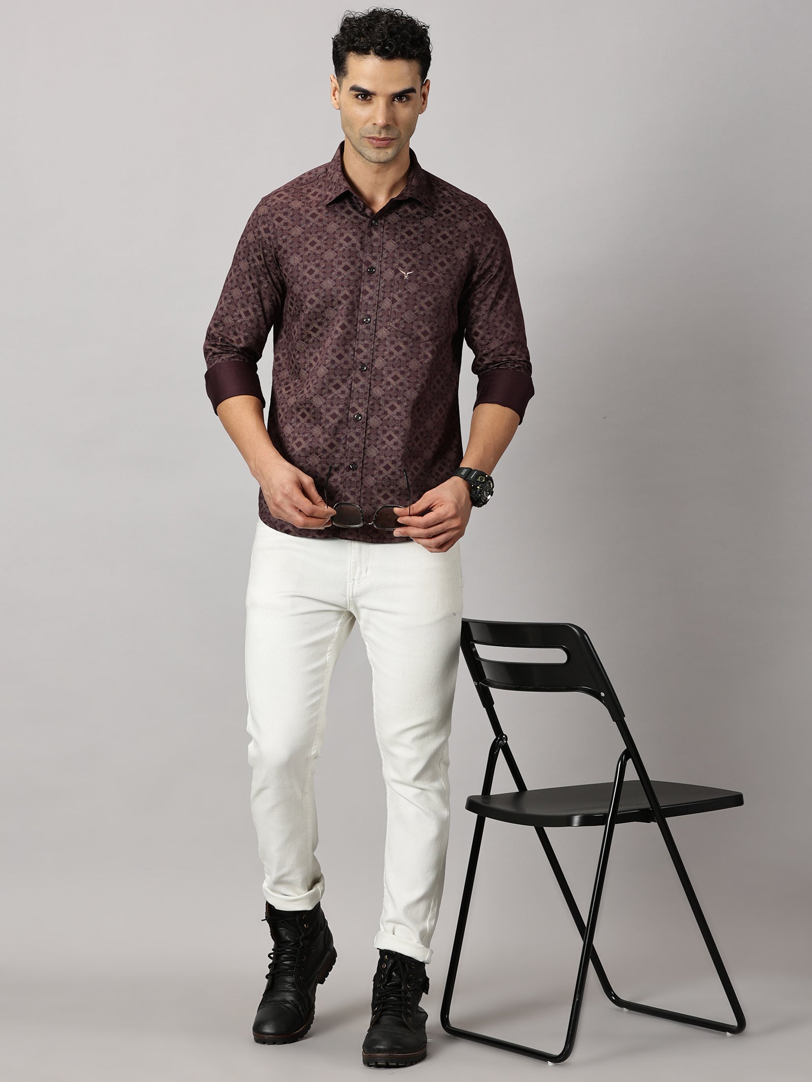 Casuals : Geometric Textured Shirt