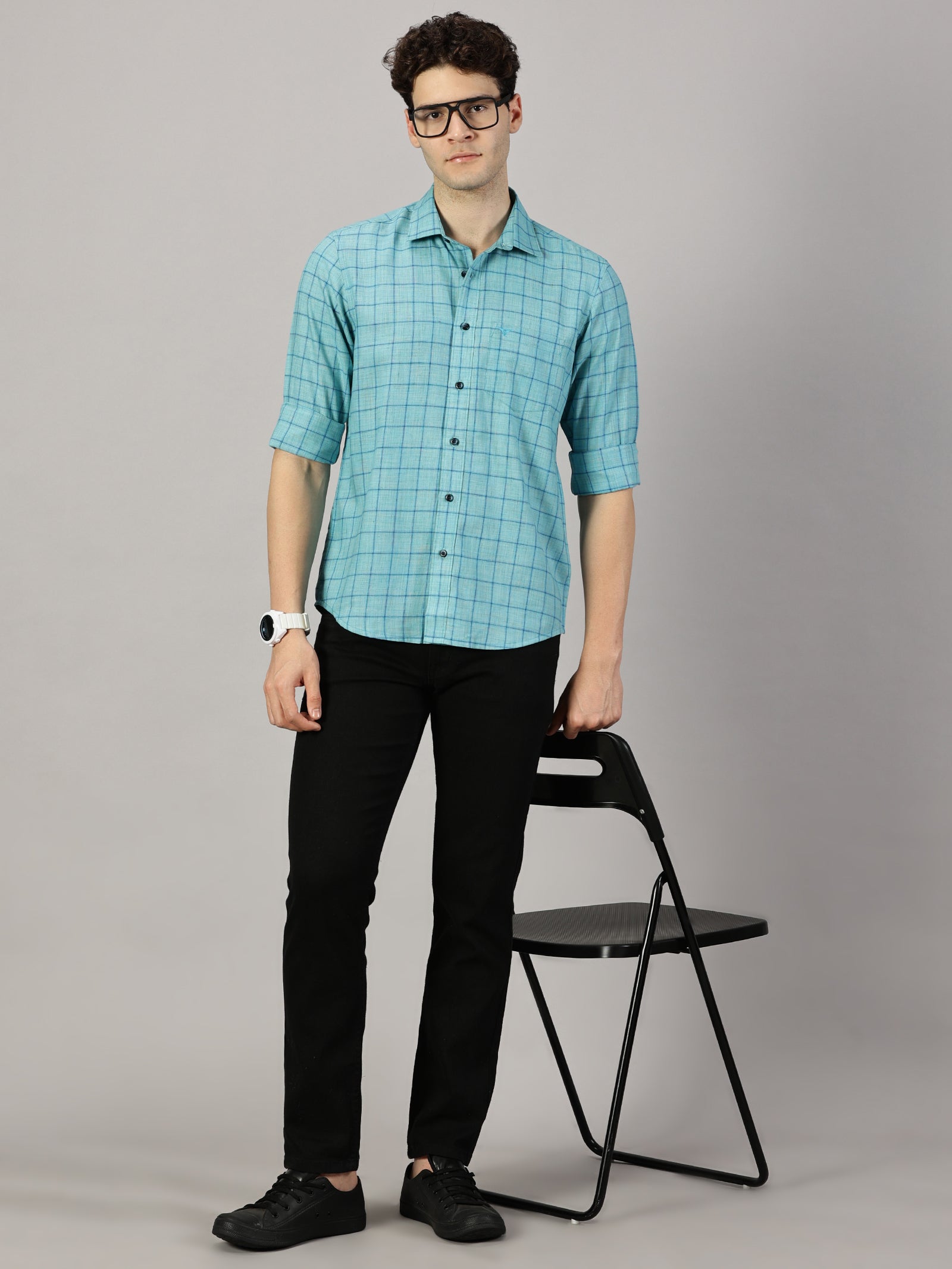 Casual  :  Checkered Poly Cotton shirt