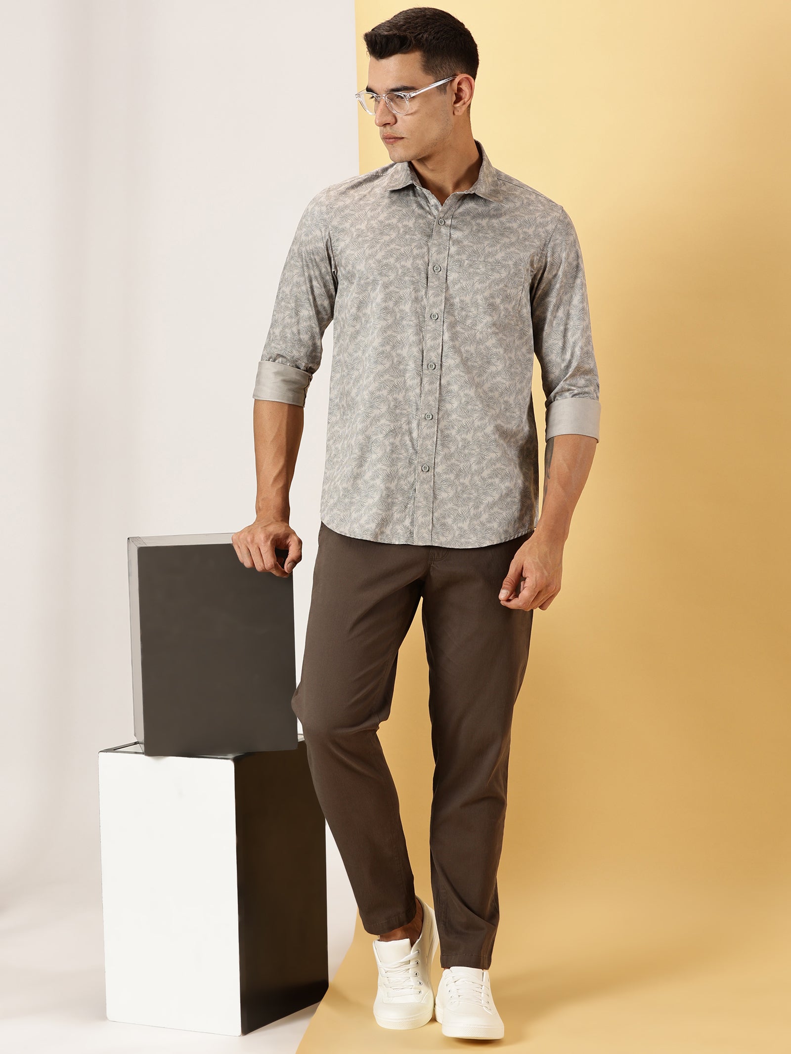 Casuals : Leaf Print full sleeve shirt