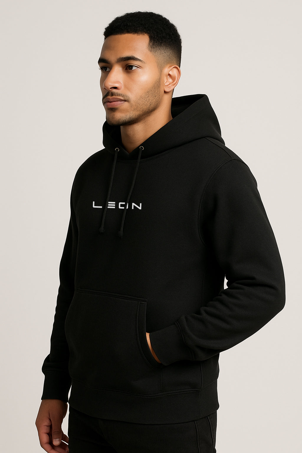 Sweatshirt : Leon Printed Kangaroo pocket Hoodie