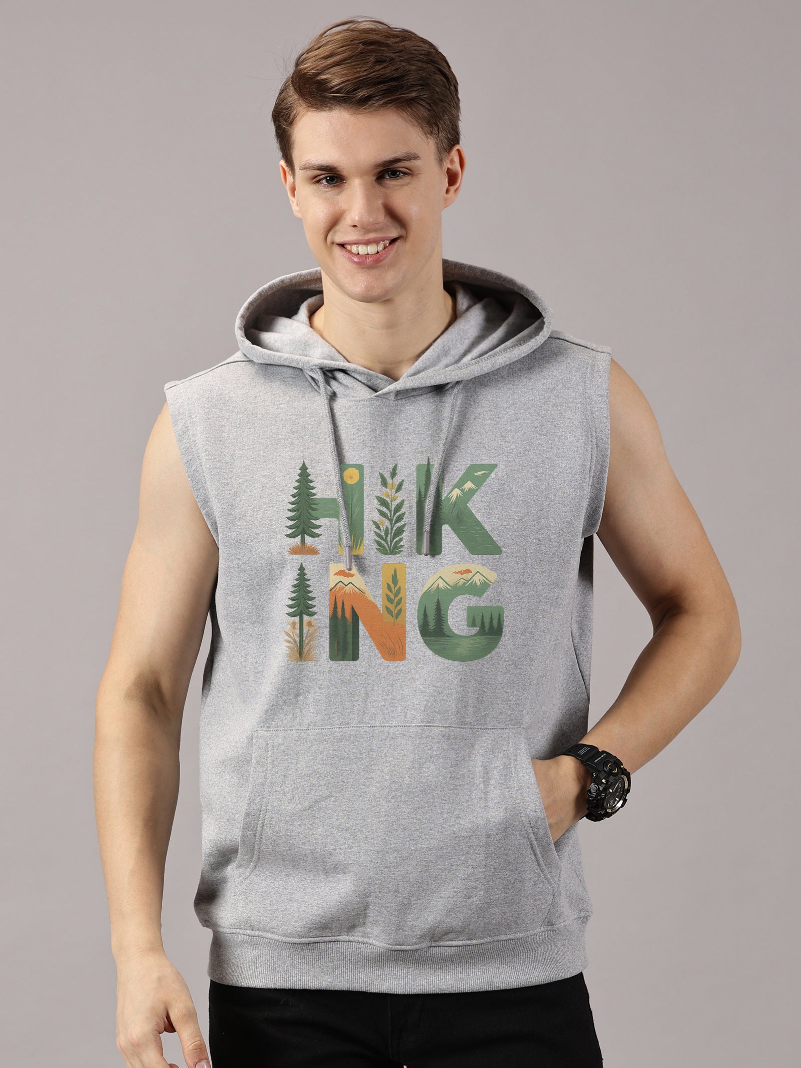Sweatshirt ::  Hiking Printed Sleeveless Hoodie