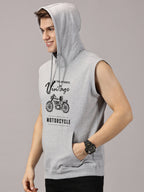Sweatshirt :: Motor Cycle Printed Sleeveless Hoodie