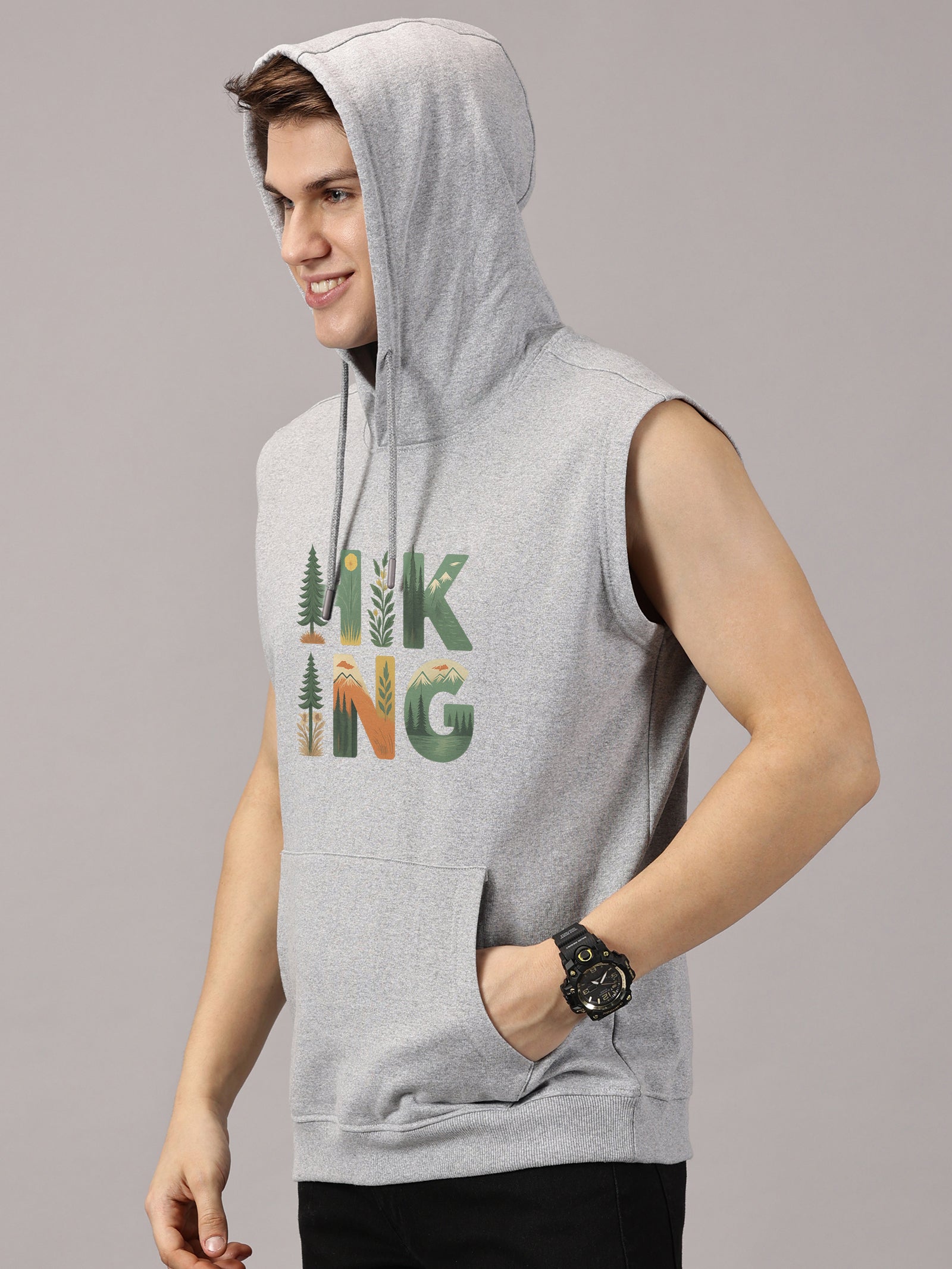 Sweatshirt ::  Hiking Printed Sleeveless Hoodie