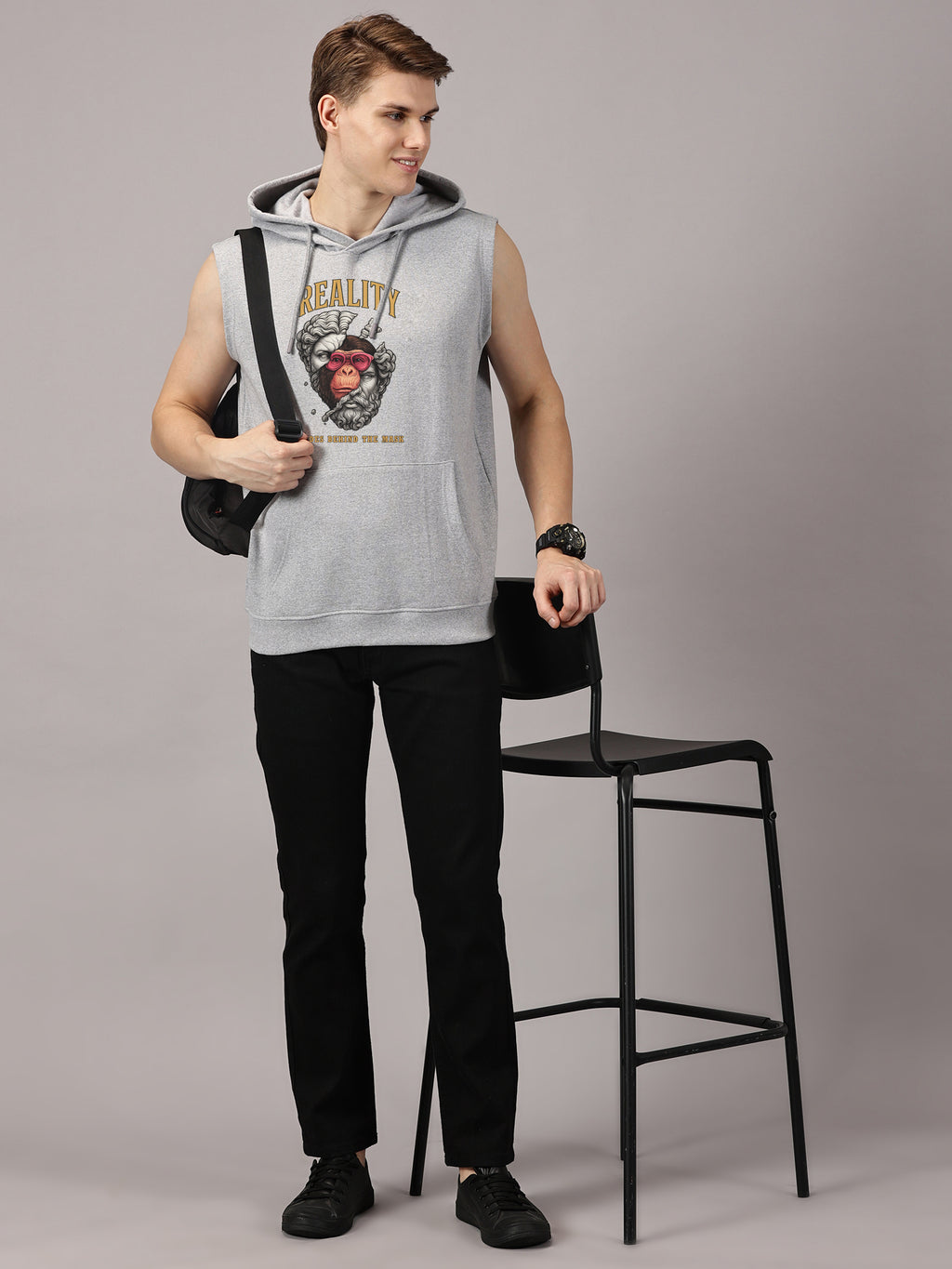 Sweatshirt ::  Reality Printed Sleeveless Hoodie