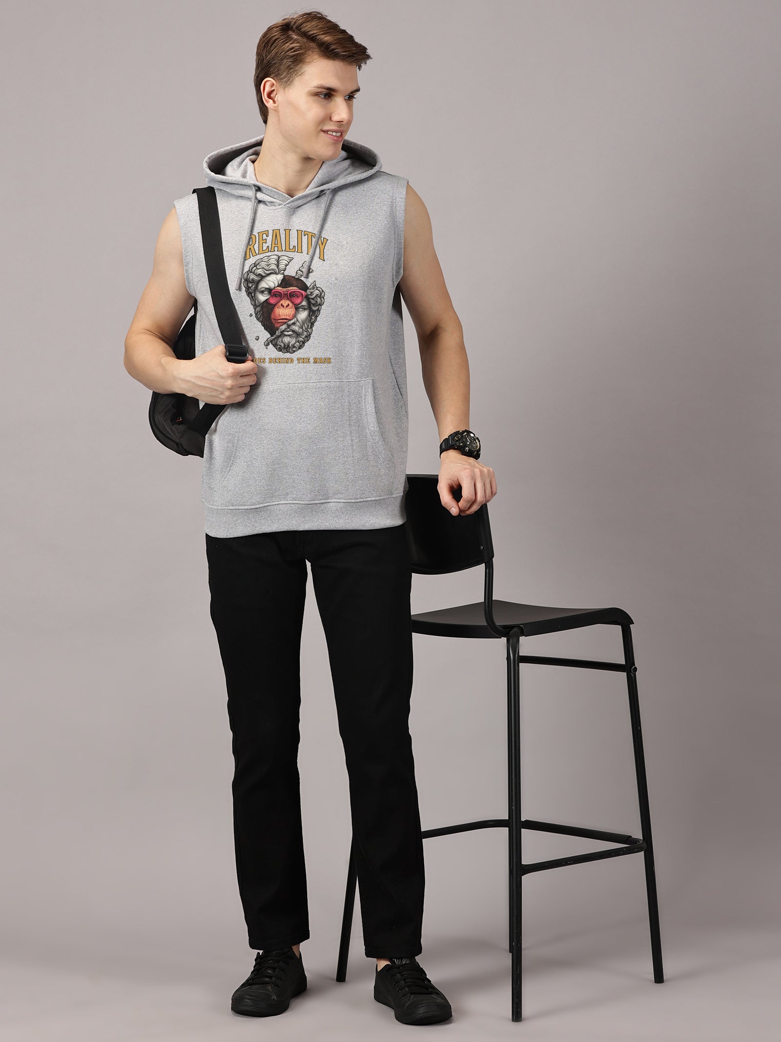 Sweatshirt ::  Reality Printed Sleeveless Hoodie
