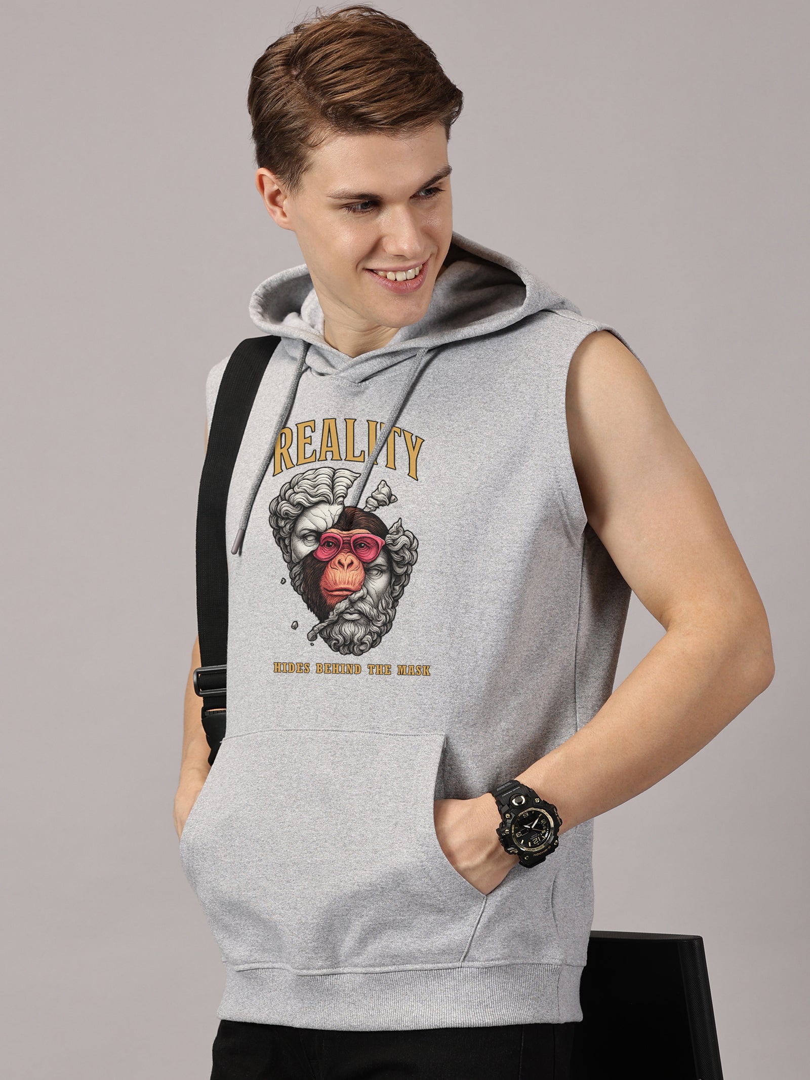 Sweatshirt ::  Reality Printed Sleeveless Hoodie