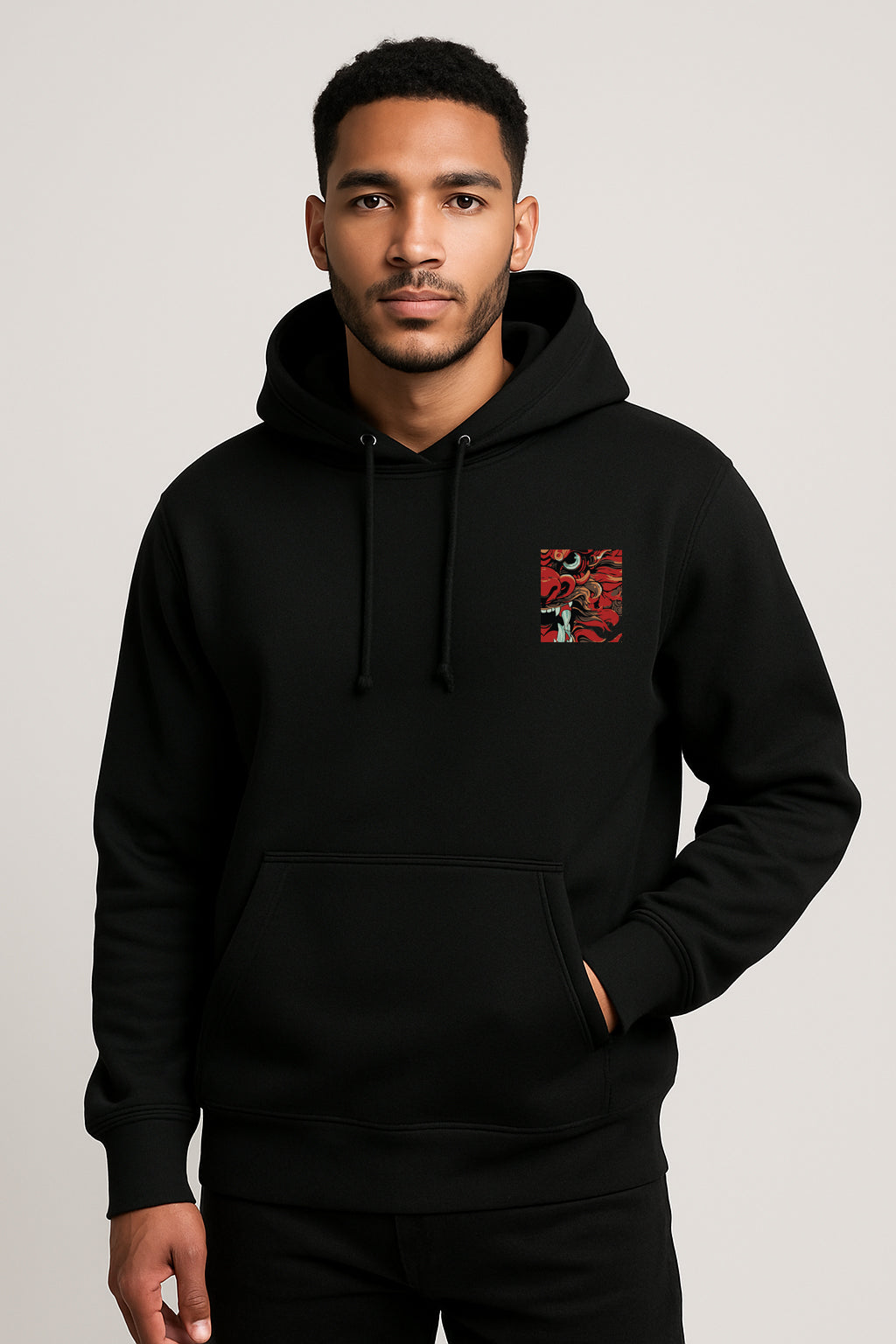 Sweatshirt : Dragon Printed Kangaroo pocket Hoodie