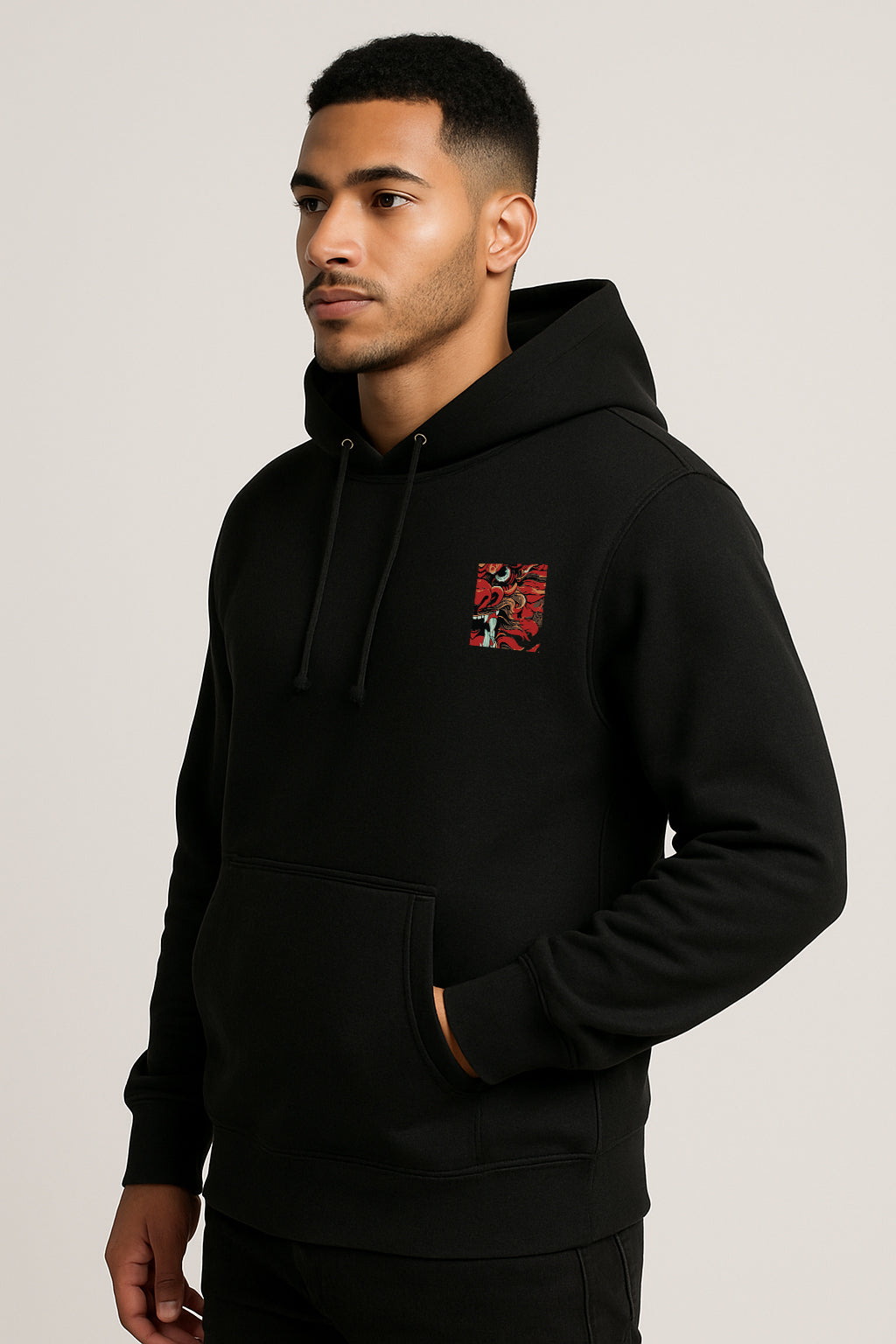 Sweatshirt : Dragon Printed Kangaroo pocket Hoodie