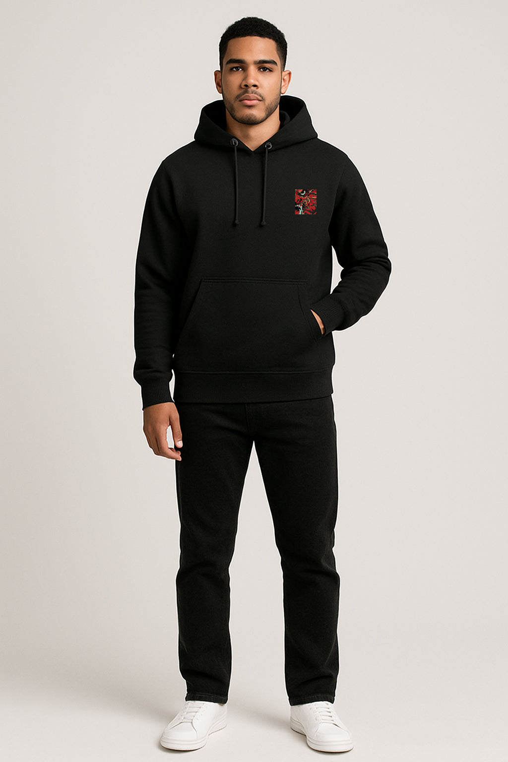 Sweatshirt : Dragon Printed Kangaroo pocket Hoodie