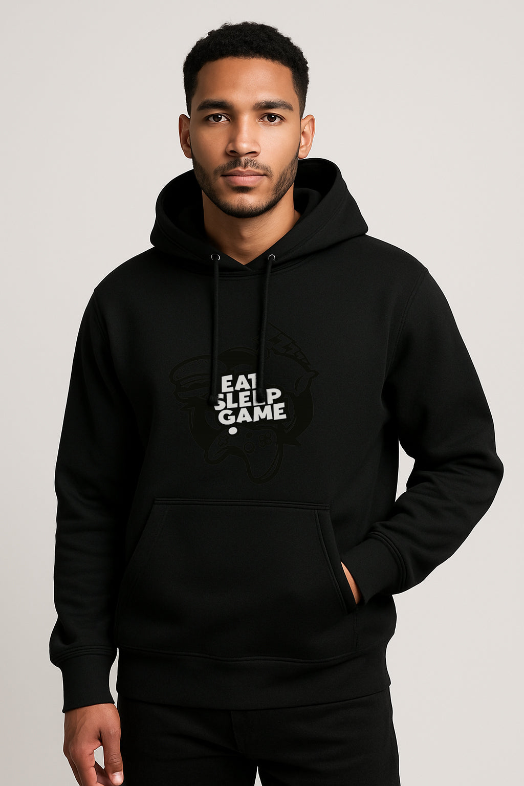 Sweatshirt :Eat Sleep Game Printed Kangaroo Pocket Full Sleeve Hoodie